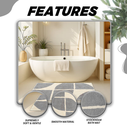Stockholm Bath Mat Non Slip Backing Super Soft Water Absorbent Cotton Blend Mats Quick-Drying Bathroom Toilet Floor Rug by OLIVIA ROCCO Bath Mat