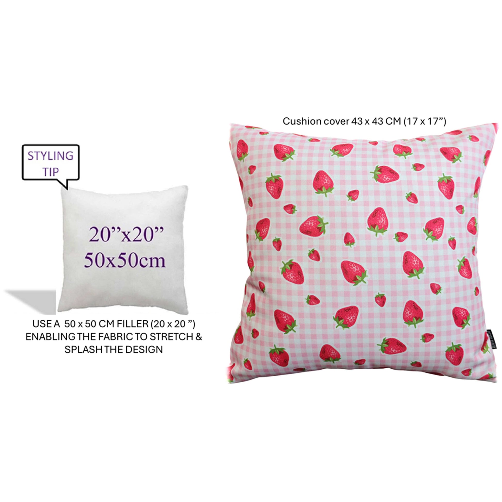 Strawberry Waterproof Cushion Covers 43 x 43 cm Reversible Breathable Decorative Cover for Indoor & Outdoor Use Patio Garden Sofa Bed Chair by OLIVIA ROCCO STRAWBERRY / 43 x 43 cm Cushions