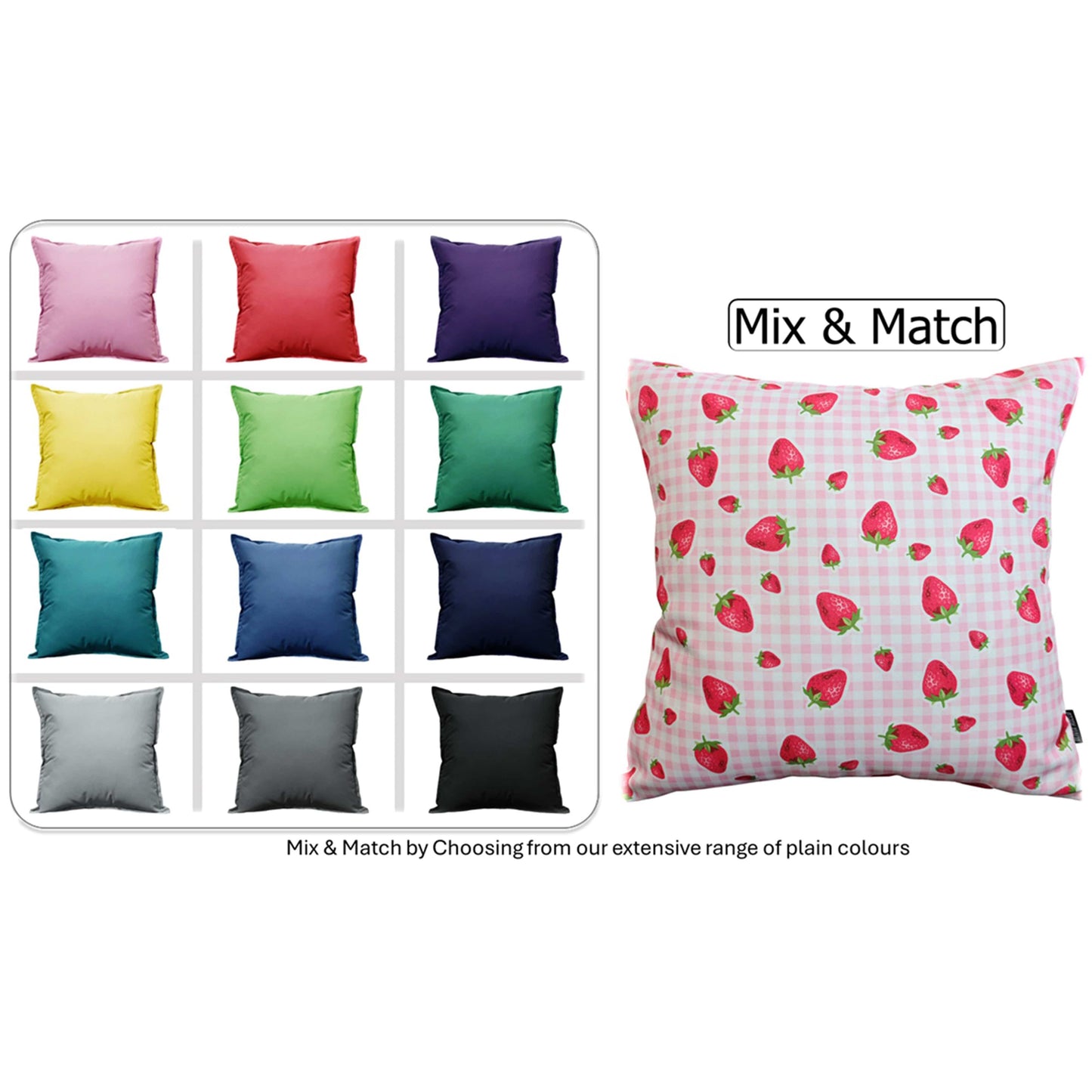 Strawberry Waterproof Cushion Covers 43 x 43 cm Reversible Breathable Decorative Cover for Indoor & Outdoor Use Patio Garden Sofa Bed Chair by OLIVIA ROCCO STRAWBERRY / 43 x 43 cm Cushions