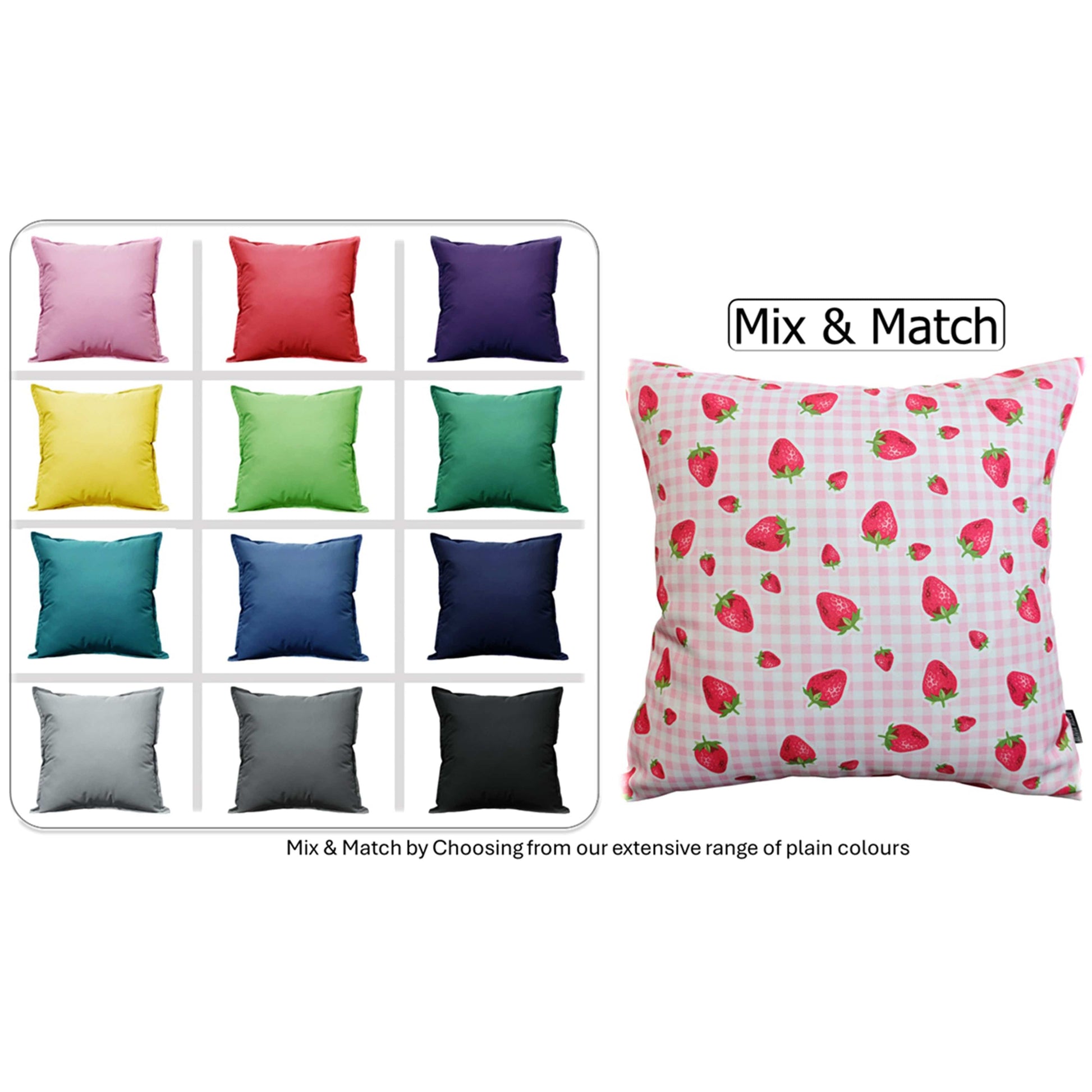 Strawberry Waterproof Cushion Covers 43 x 43 cm Reversible Breathable Decorative Cover for Indoor & Outdoor Use Patio Garden Sofa Bed Chair by OLIVIA ROCCO STRAWBERRY / 43 x 43 cm Cushions