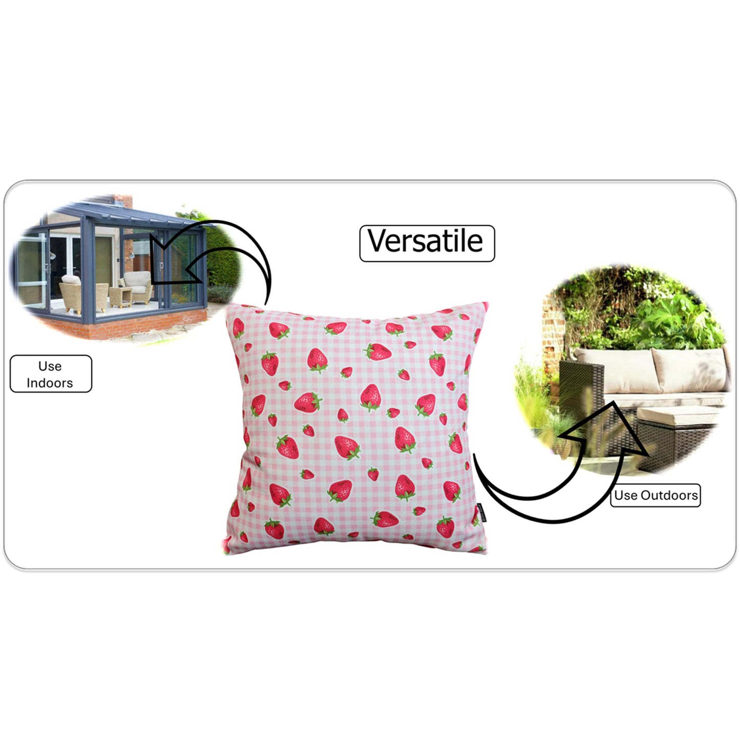 Strawberry Waterproof Cushion Covers 43 x 43 cm Reversible Breathable Decorative Cover for Indoor & Outdoor Use Patio Garden Sofa Bed Chair by OLIVIA ROCCO STRAWBERRY / 43 x 43 cm Cushions