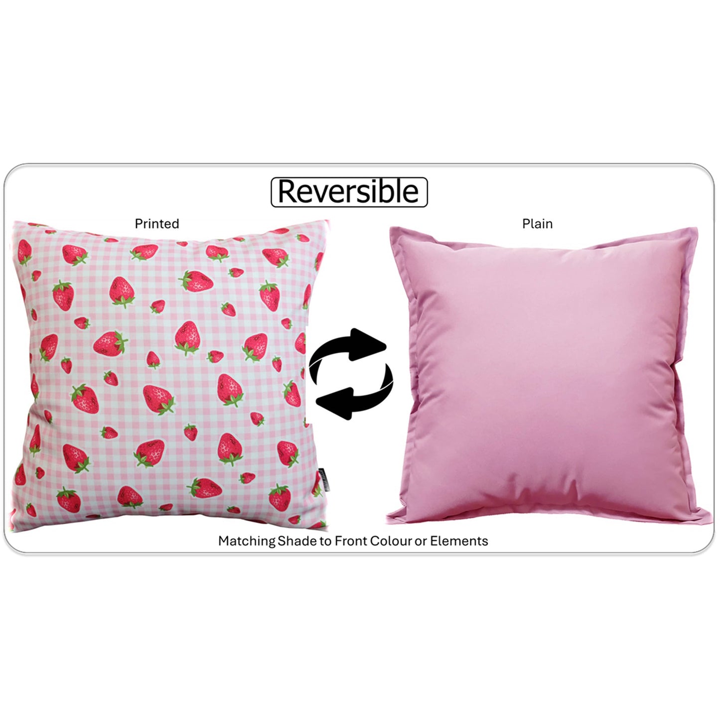 Strawberry Waterproof Cushion Covers 43 x 43 cm Reversible Breathable Decorative Cover for Indoor & Outdoor Use Patio Garden Sofa Bed Chair by OLIVIA ROCCO STRAWBERRY / 43 x 43 cm Cushions