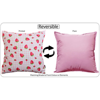 Strawberry Waterproof Cushion Covers 43 x 43 cm Reversible Breathable Decorative Cover for Indoor & Outdoor Use Patio Garden Sofa Bed Chair by OLIVIA ROCCO STRAWBERRY / 43 x 43 cm Cushions