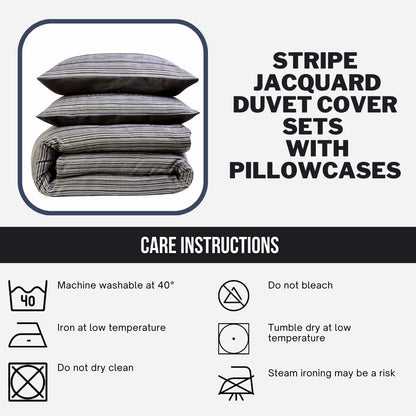 Stripe Jacquard Duvet Cover Set OLIVIA ROCCO Duvet Cover
