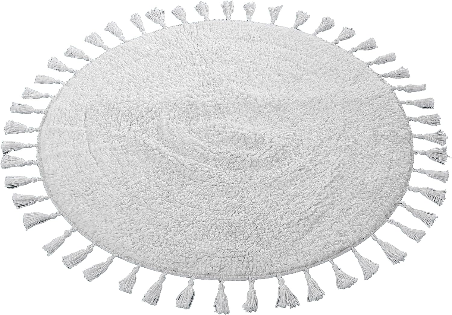 Non-Slip Round Tasselled Bath Mat 70cm Round / WHITE OLIVIA ROCCO Bath Mat