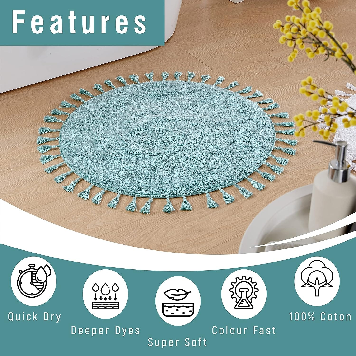 Non-Slip Round Tasselled Bath Mat OLIVIA ROCCO Bath Mat