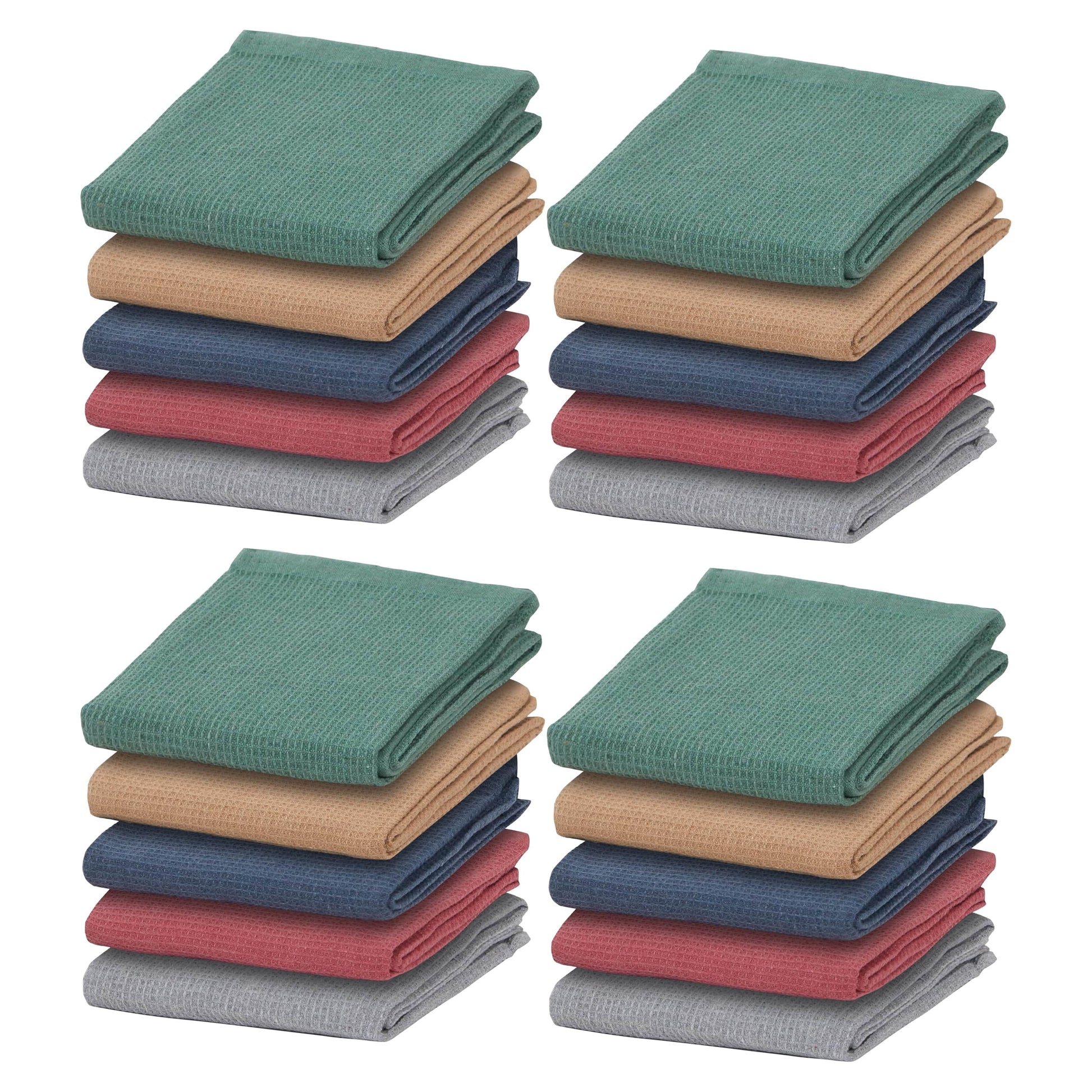 Tea Towel Pack of 20 Waffle Kitchen Tea Towels Cotton Absorbent Long Lasting Catering Bar Dish Towel, Assorted by Olivia Rocco Assorted Tea Towel