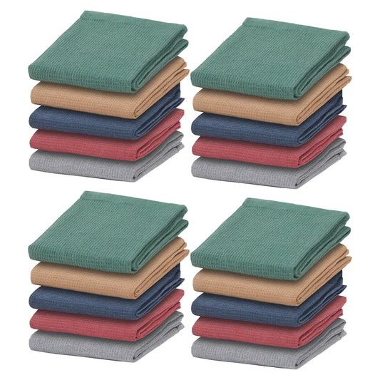 Tea Towel Pack of 20 Waffle Kitchen Tea Towels Cotton Absorbent Long Lasting Catering Bar Dish Towel, Assorted by Olivia Rocco Assorted Tea Towel