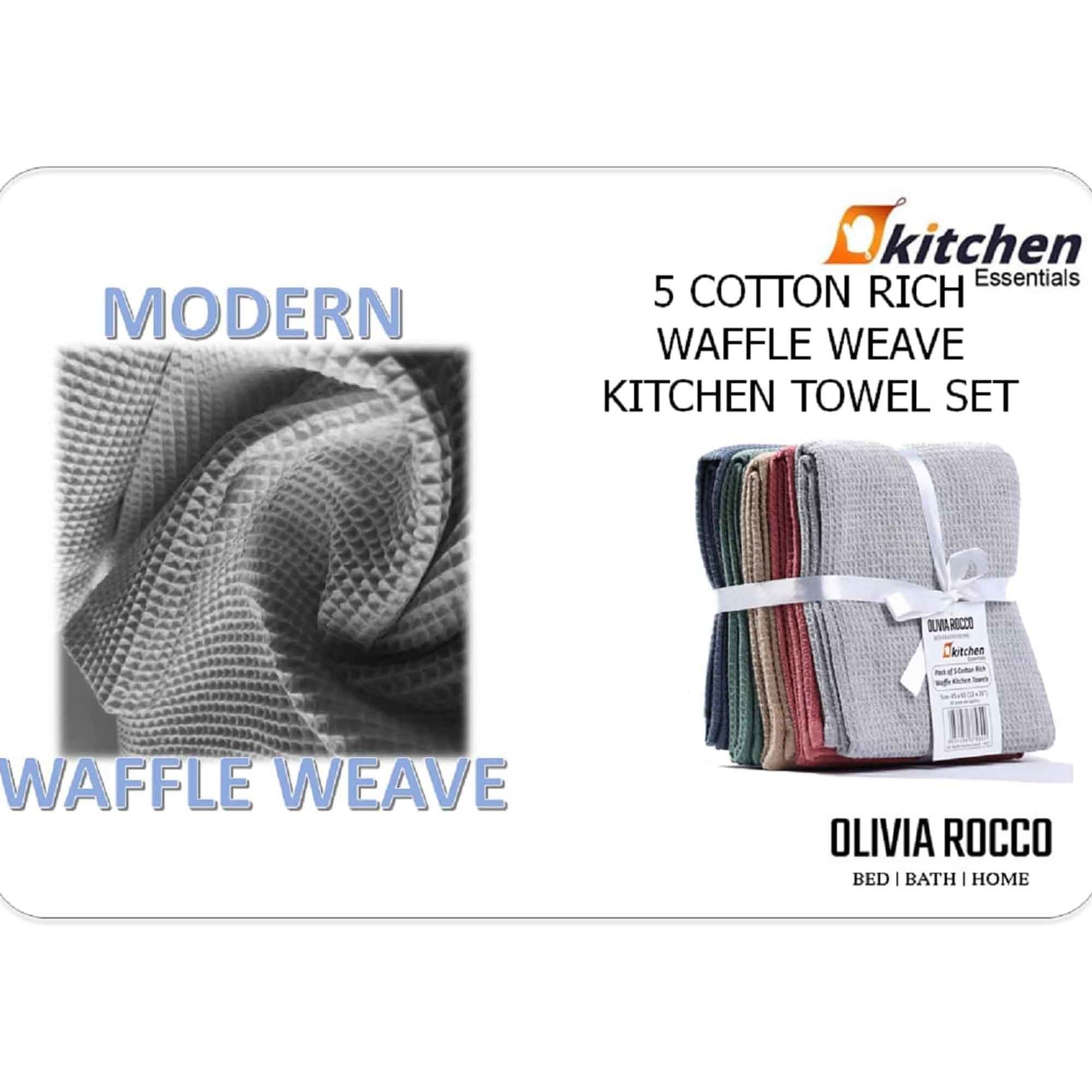 Tea Towel Pack of 20 Waffle Kitchen Tea Towels Cotton Absorbent Long Lasting Catering Bar Dish Towel, Assorted by Olivia Rocco Assorted Tea Towel
