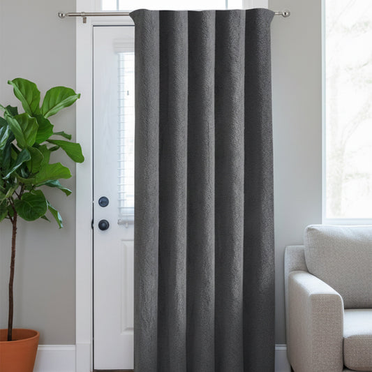 Teddy Thermal Door Curtain Eyelet Ring Top Insulated Cosy Panel for Bedroom Living Room Energy Saving by Olivia Rocco Grey Curtain