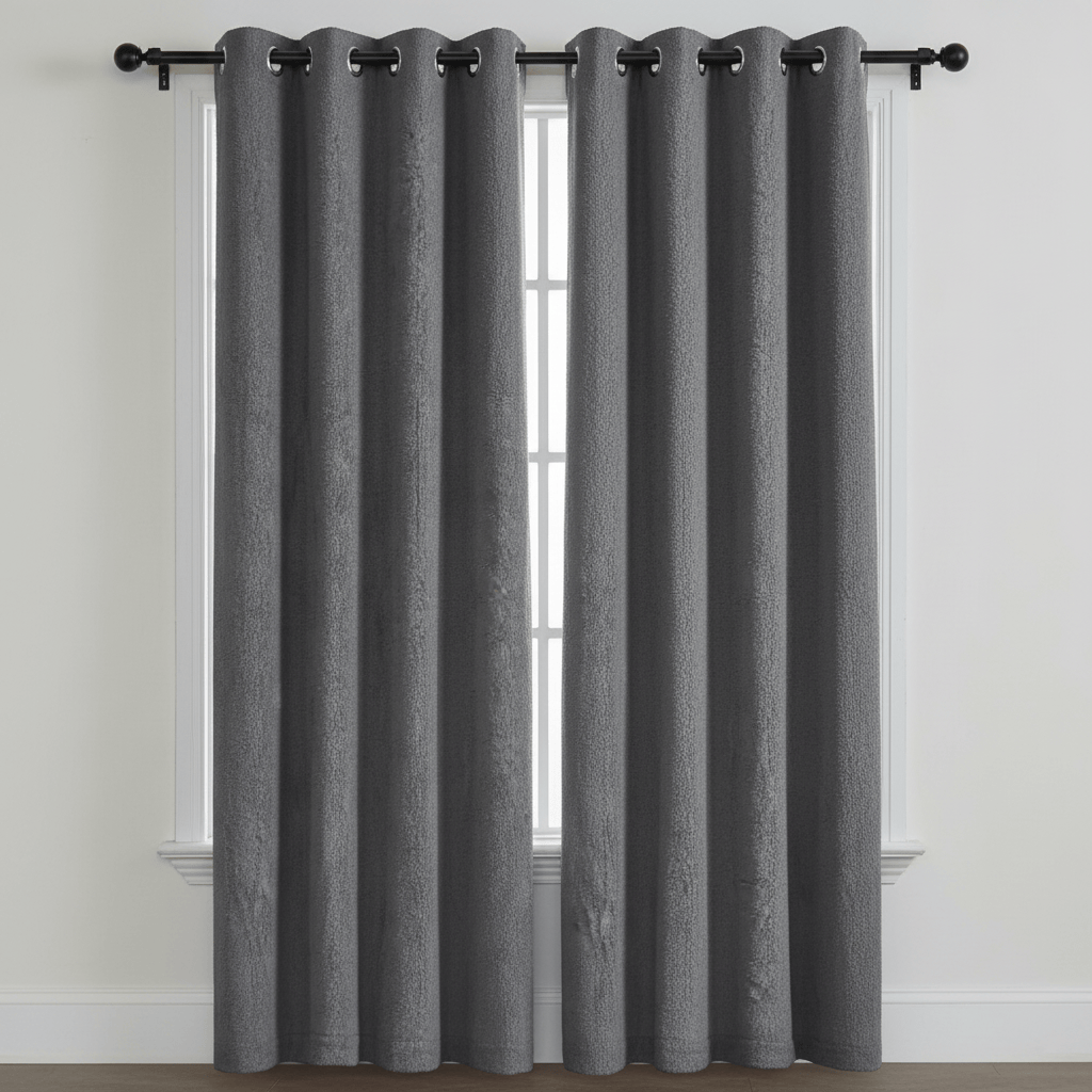 Teddy Thermal Door Curtain Eyelet Ring Top Insulated Cosy Panel for Bedroom Living Room Energy Saving by Olivia Rocco Grey Curtain