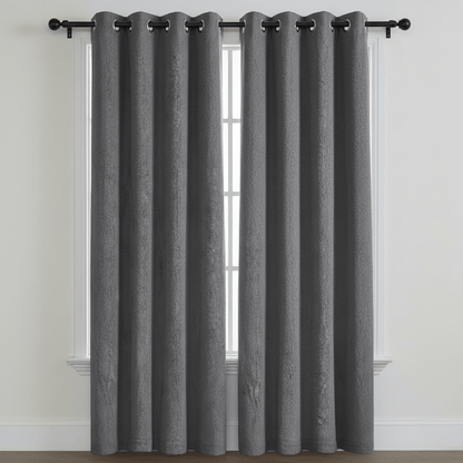 Teddy Thermal Door Curtain Eyelet Ring Top Insulated Cosy Panel for Bedroom Living Room Energy Saving by Olivia Rocco Grey Curtain