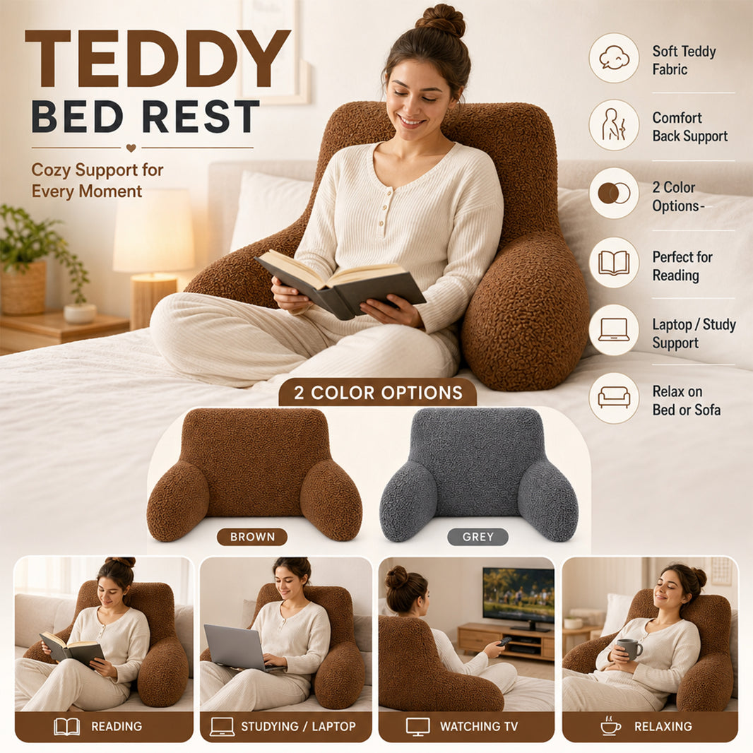 OLIVIA ROCCO Teddy Bedrest Reading Pillow with Arms Back Support