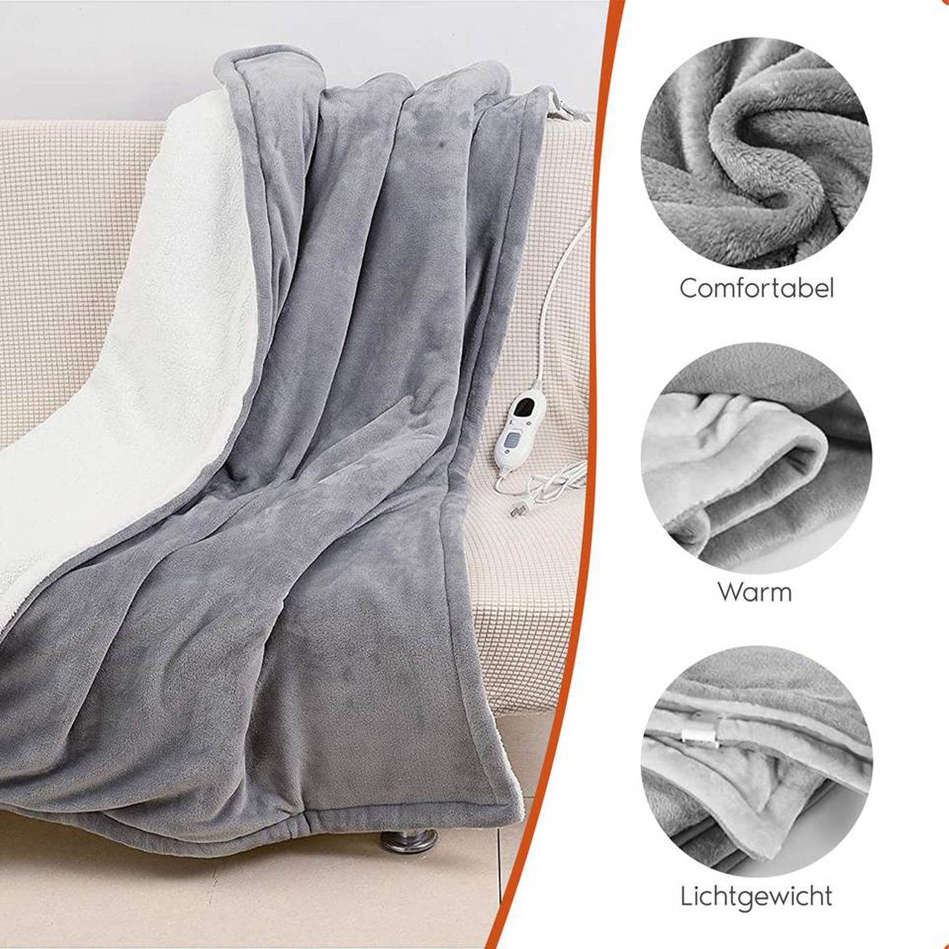 Ultra Soft Double Layer Heated Throw Blanket with Adjustable Heat Settings Even Warmth Grey by OLIVIA ROCCO GREY OLIVIA ROCCO Blanket