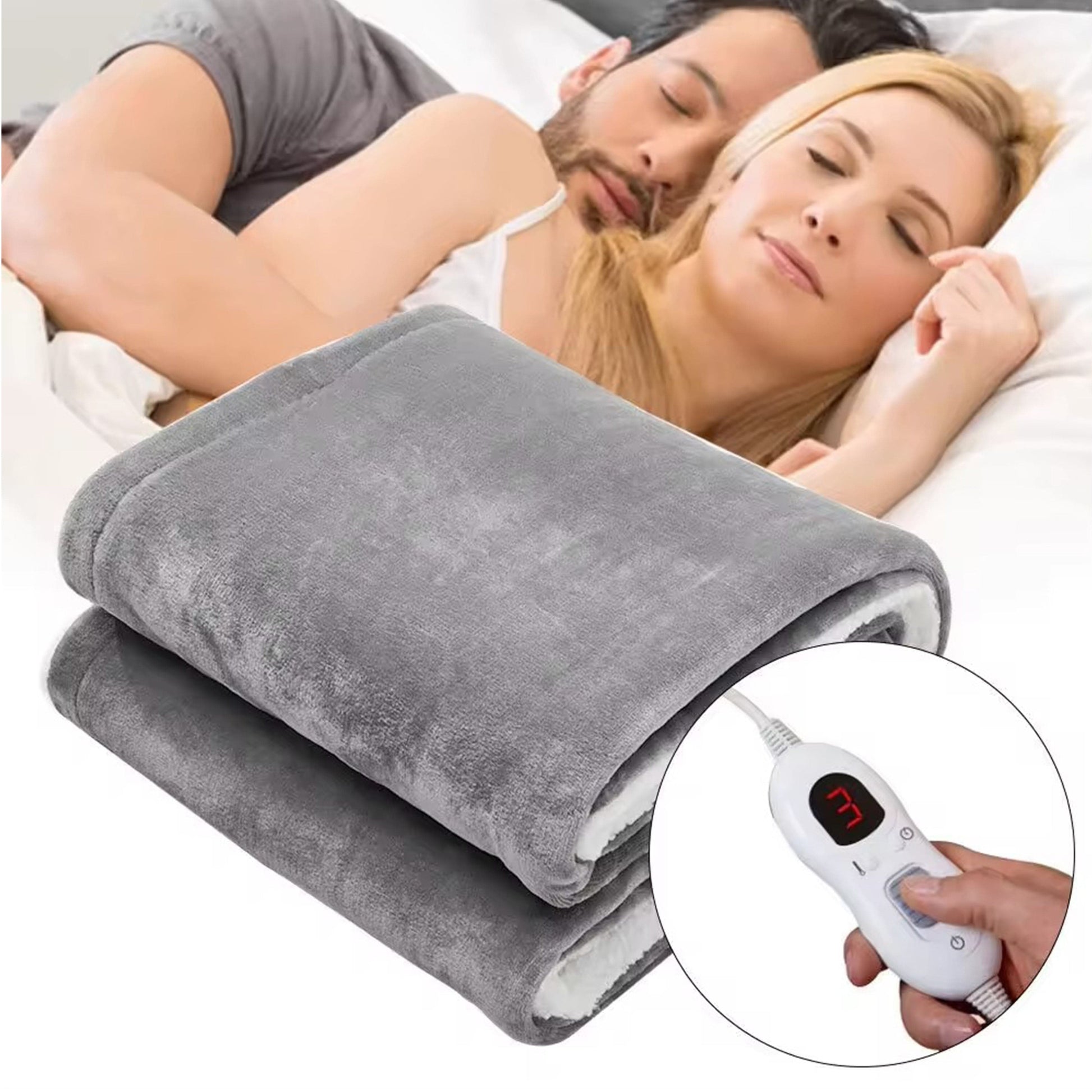 Ultra Soft Double Layer Heated Throw Blanket with Adjustable Heat Settings Even Warmth Grey by OLIVIA ROCCO GREY OLIVIA ROCCO Blanket