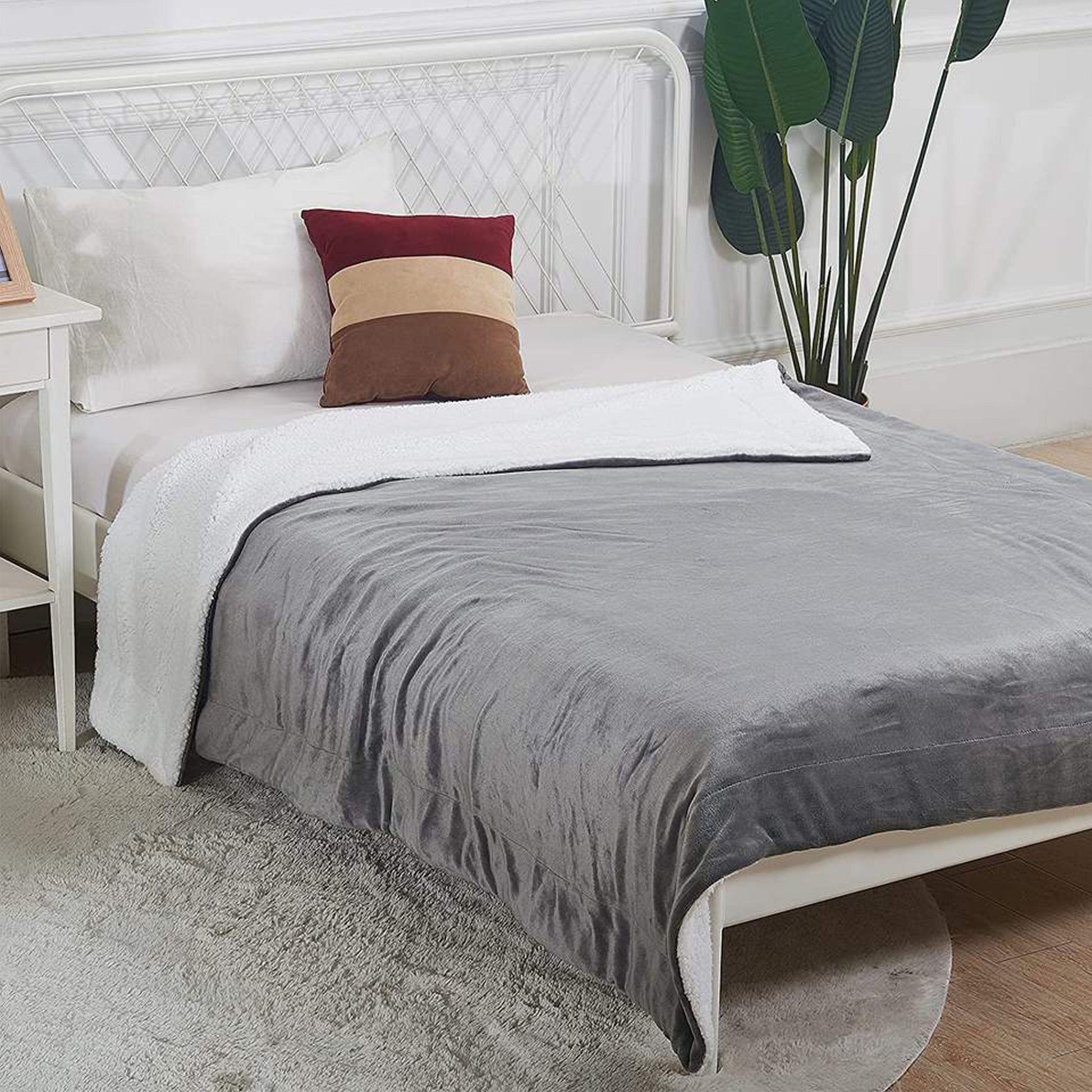 Ultra Soft Double Layer Heated Throw Blanket with Adjustable Heat Settings Even Warmth Grey by OLIVIA ROCCO GREY OLIVIA ROCCO Blanket