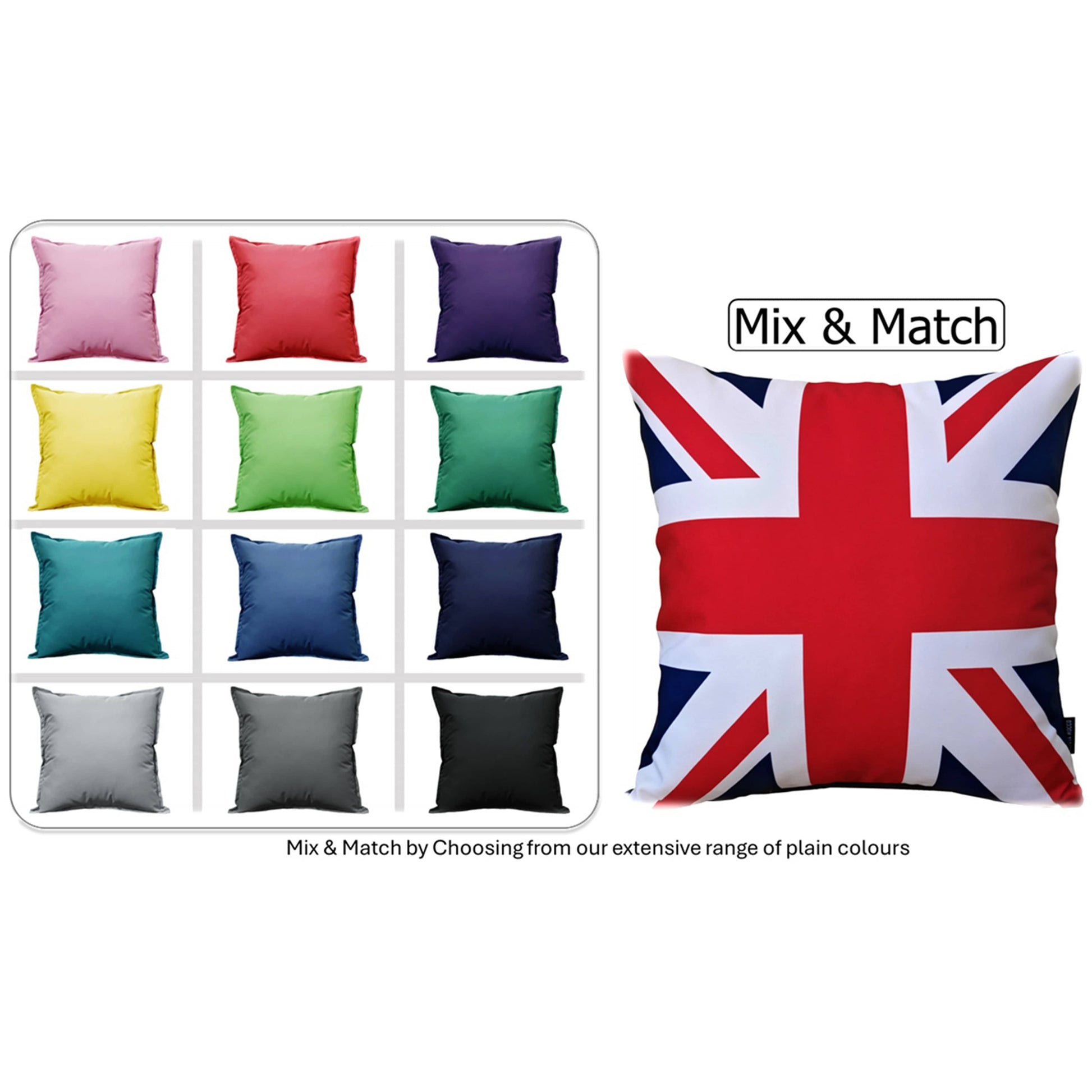 Union Jack Waterproof Cushion Covers 43 x 43 cm Reversible Breathable Decorative Cover for Indoor & Outdoor Use Patio Garden Sofa Bed Chair by OLIVIA ROCCO UNION JACK / 43 x 43 cm Cushions
