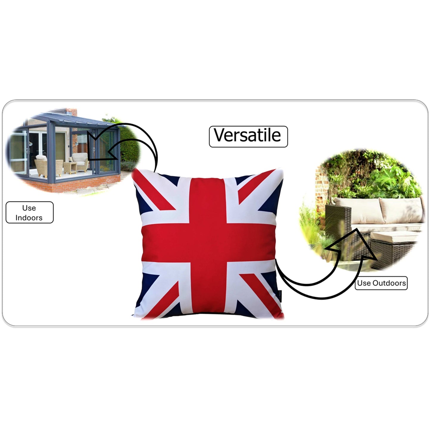 Union Jack Waterproof Cushion Covers 43 x 43 cm Reversible Breathable Decorative Cover for Indoor & Outdoor Use Patio Garden Sofa Bed Chair by OLIVIA ROCCO UNION JACK / 43 x 43 cm Cushions