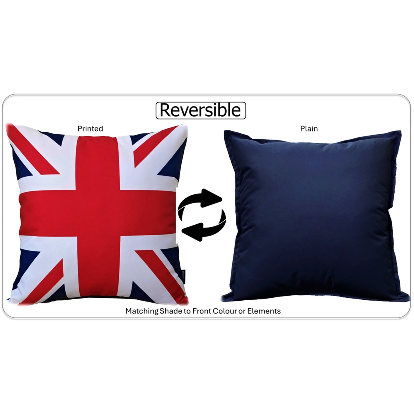 Union Jack Waterproof Cushion Covers 43 x 43 cm Reversible Breathable Decorative Cover for Indoor & Outdoor Use Patio Garden Sofa Bed Chair by OLIVIA ROCCO UNION JACK / 43 x 43 cm Cushions