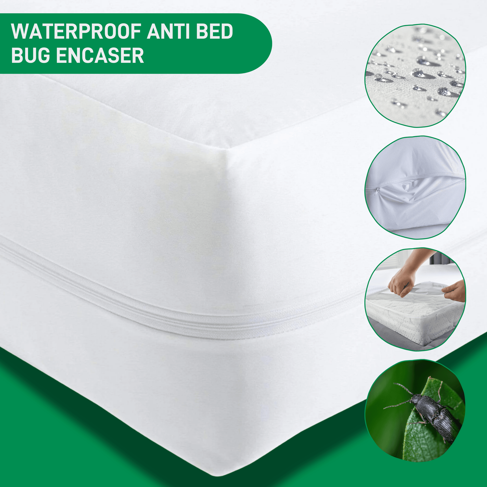 Waterproof Anti Bed Bug Mattress Protector Extra Deep Hypoallergenic Dust Mite Barrier Zipper Encaser by OLIVIA ROCCO Mattress Protector
