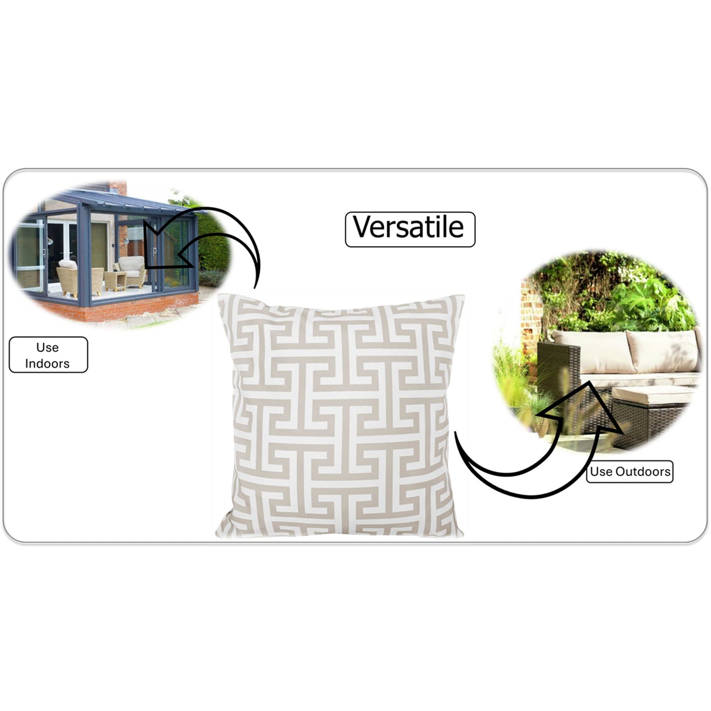 Waterproof Breathable Milano Natural Hollowfibre Filled Cushions 43x43cm for Outdoor Garden Bench Sofa or Indoor Use by Olivia Rocco 43x43cm / Milano Natural OLIVIA ROCCO Cushions