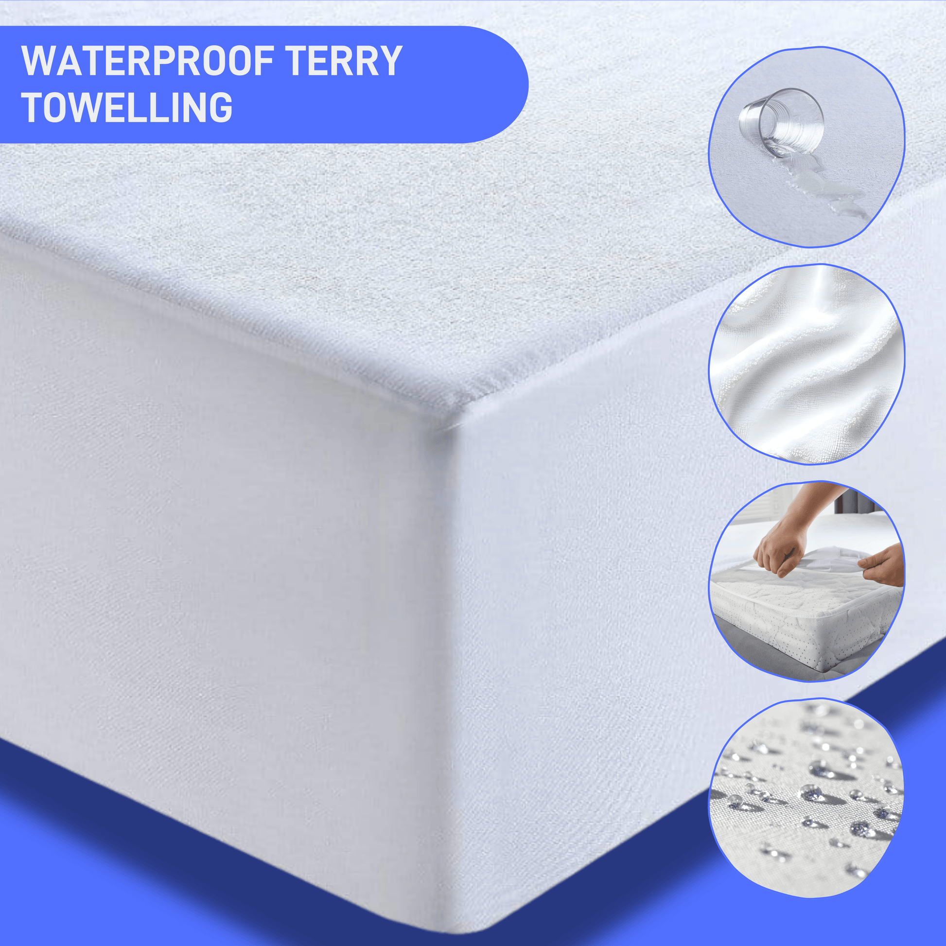 Waterproof Terry Towel Mattress Protector with Deep Skirt Highly Absorbent Noise-Free Comfort Full Bed Size Range OEKO-TEX Certified by OLIVIA ROCCO Mattress Protector