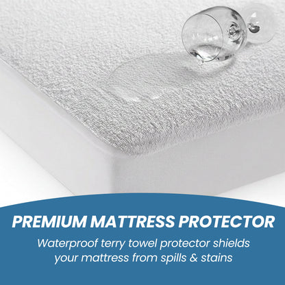 Waterproof Terry Towel Mattress Protector with Deep Skirt Highly Absorbent Noise-Free Comfort Full Bed Size Range OEKO-TEX Certified by OLIVIA ROCCO Mattress Protector