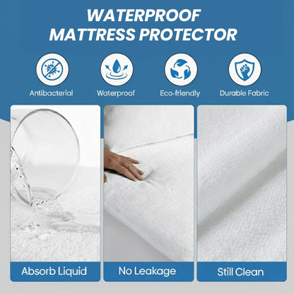 Waterproof Terry Towel Mattress Protector with Deep Skirt Highly Absorbent Noise-Free Comfort Full Bed Size Range OEKO-TEX Certified by OLIVIA ROCCO Mattress Protector