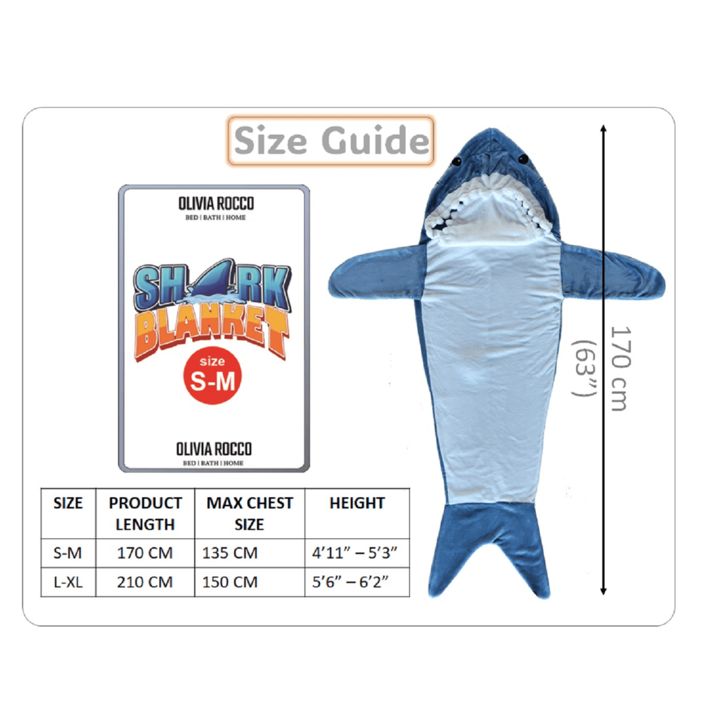 Shark Blanket Sleeping Bag For Adults Wearable Onesie OLIVIA ROCCO Hooded Blanket