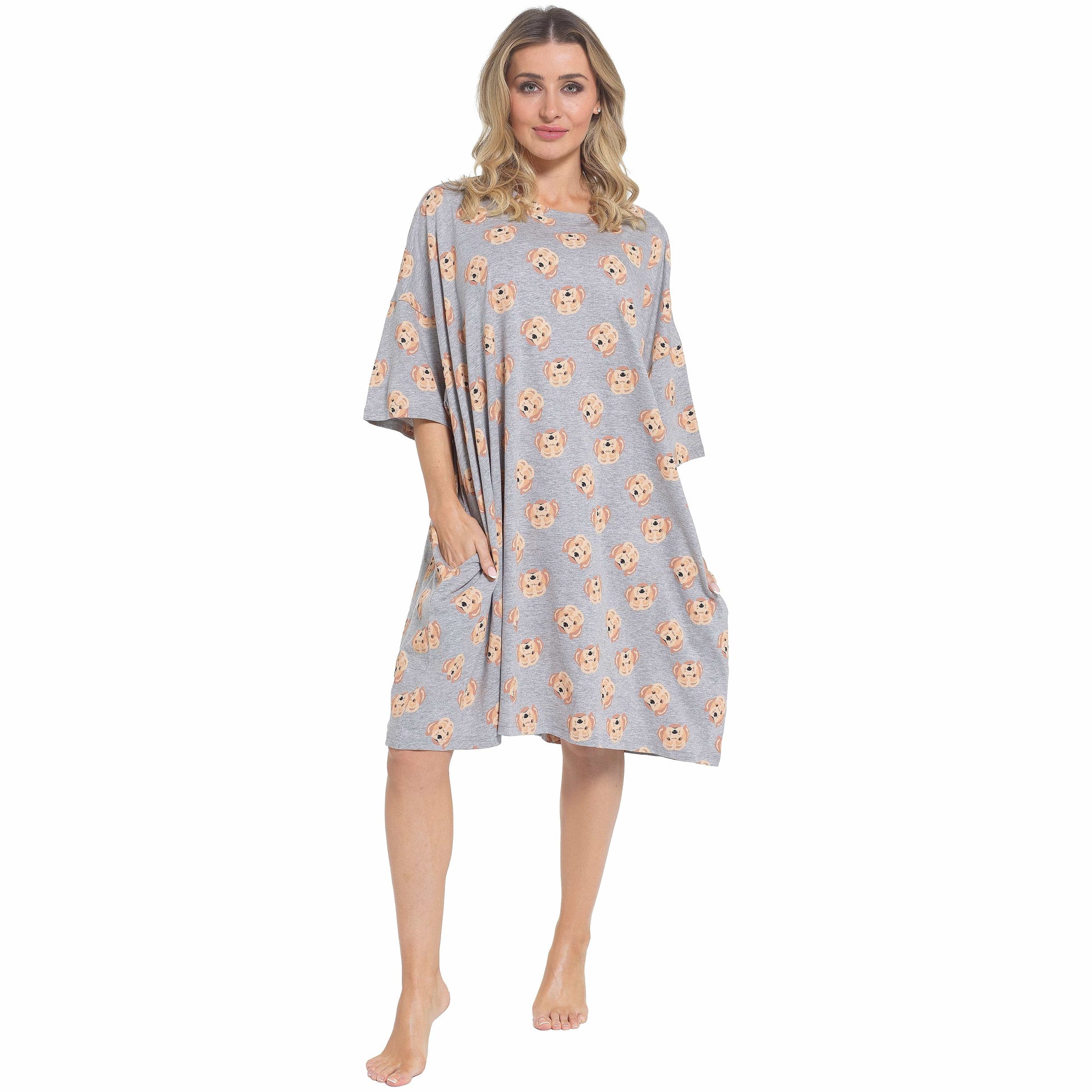 Women's Cockapoo Baggy Nighty Dress Oversized T-Shirt Nighties 100% Cotton Short Sleeved Nightshirt for Ladies by Daisy Dreamer COCKAPOO Daisy Dreamer Night Dress
