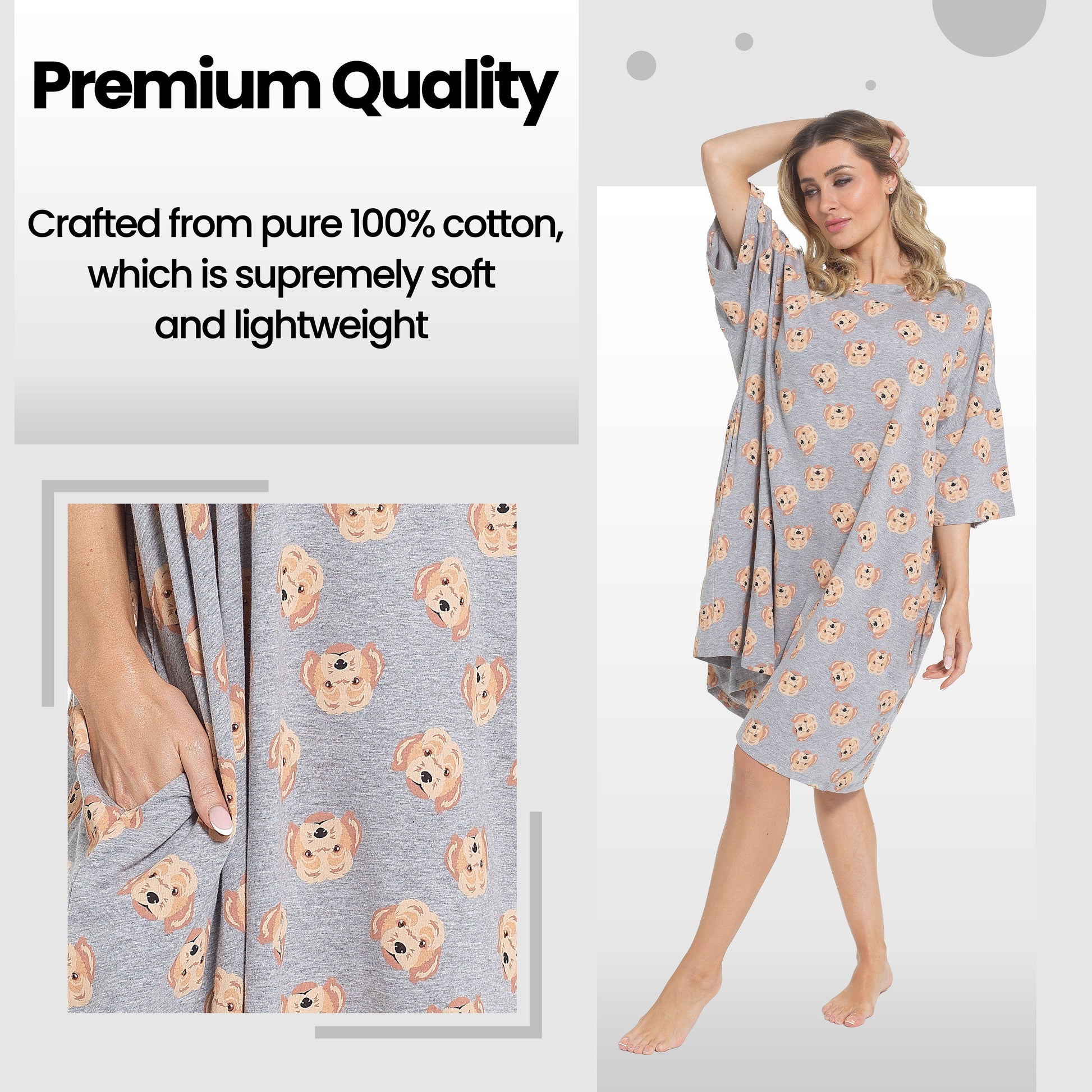 Women's Cockapoo Baggy Nighty Dress Oversized T-Shirt Nighties 100% Cotton Short Sleeved Nightshirt for Ladies by Daisy Dreamer COCKAPOO Daisy Dreamer Night Dress