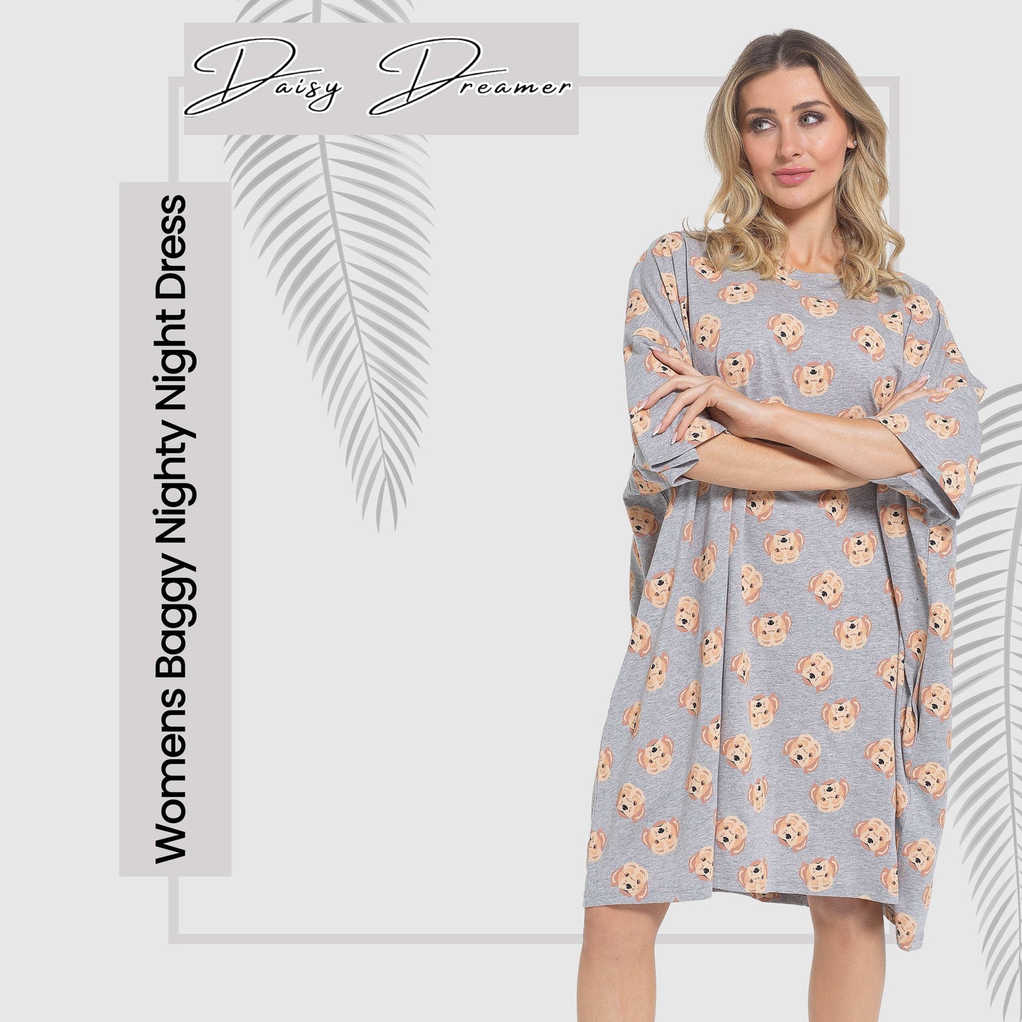 Women's Cockapoo Baggy Nighty Dress Oversized T-Shirt Nighties 100% Cotton Short Sleeved Nightshirt for Ladies by Daisy Dreamer COCKAPOO Daisy Dreamer Night Dress
