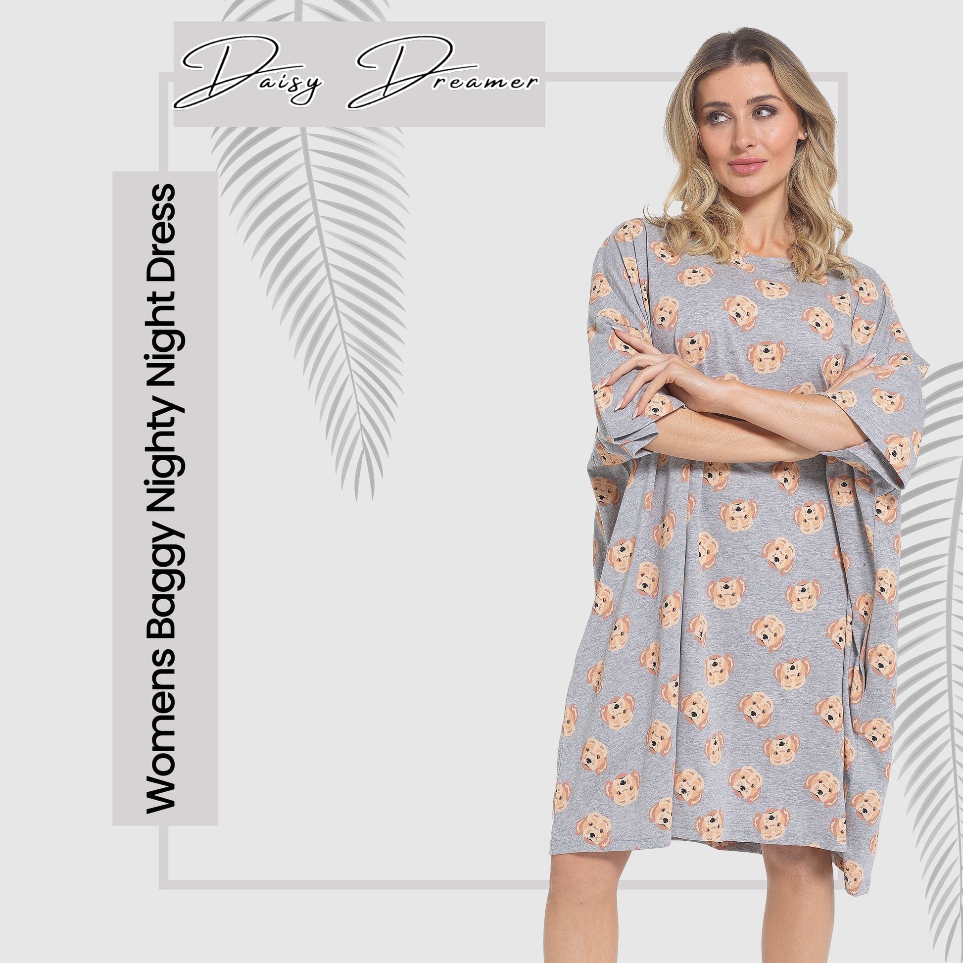 Women's Cockapoo Baggy Nighty Dress Oversized T-Shirt Nighties 100% Cotton Short Sleeved Nightshirt for Ladies by Daisy Dreamer COCKAPOO Daisy Dreamer Night Dress