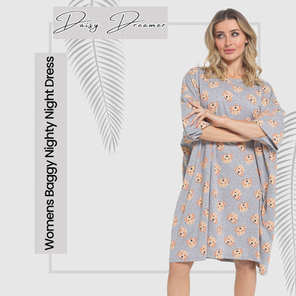 Women's Cockapoo Baggy Nighty Dress Oversized T-Shirt Nighties 100% Cotton Short Sleeved Nightshirt for Ladies by Daisy Dreamer COCKAPOO Daisy Dreamer Night Dress