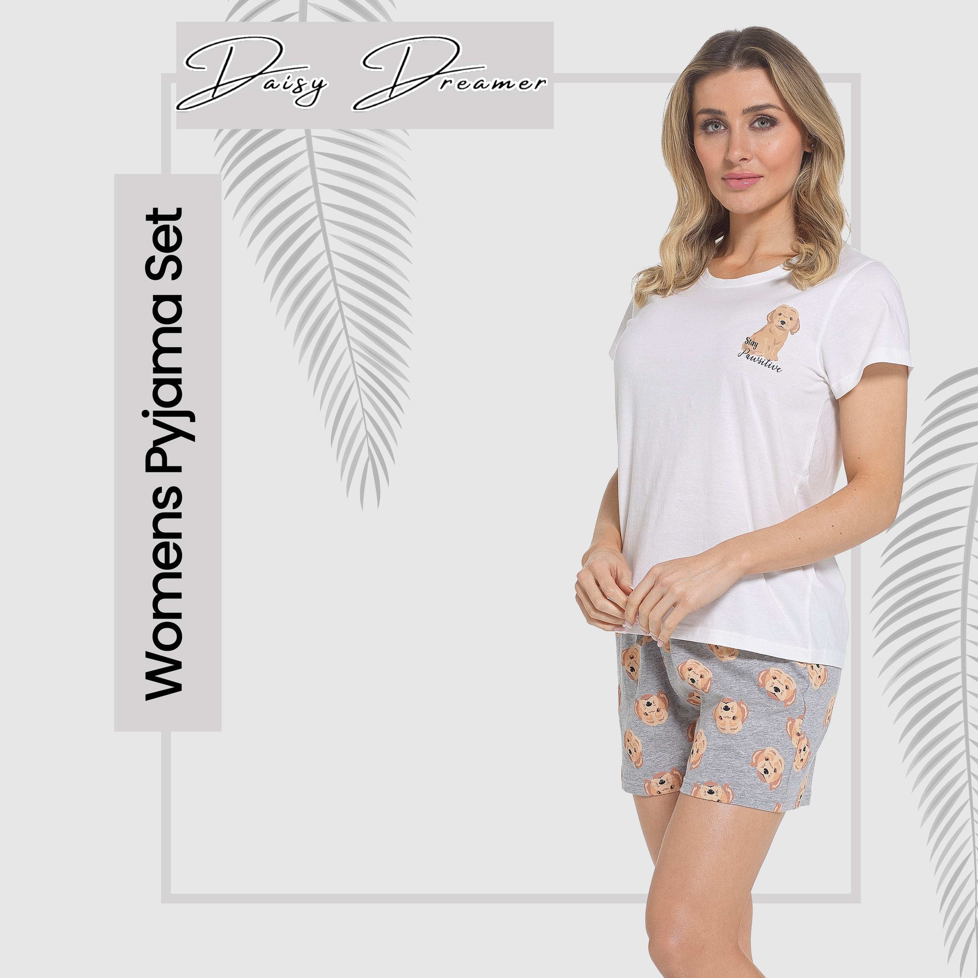 Women's Cockapoo Pyjama Set T-Shirt & Shorts PJs Soft Cotton Loungewear Summer Holiday Sleepwear by Daisy Dreamer Daisy Dreamer Pyjama Set