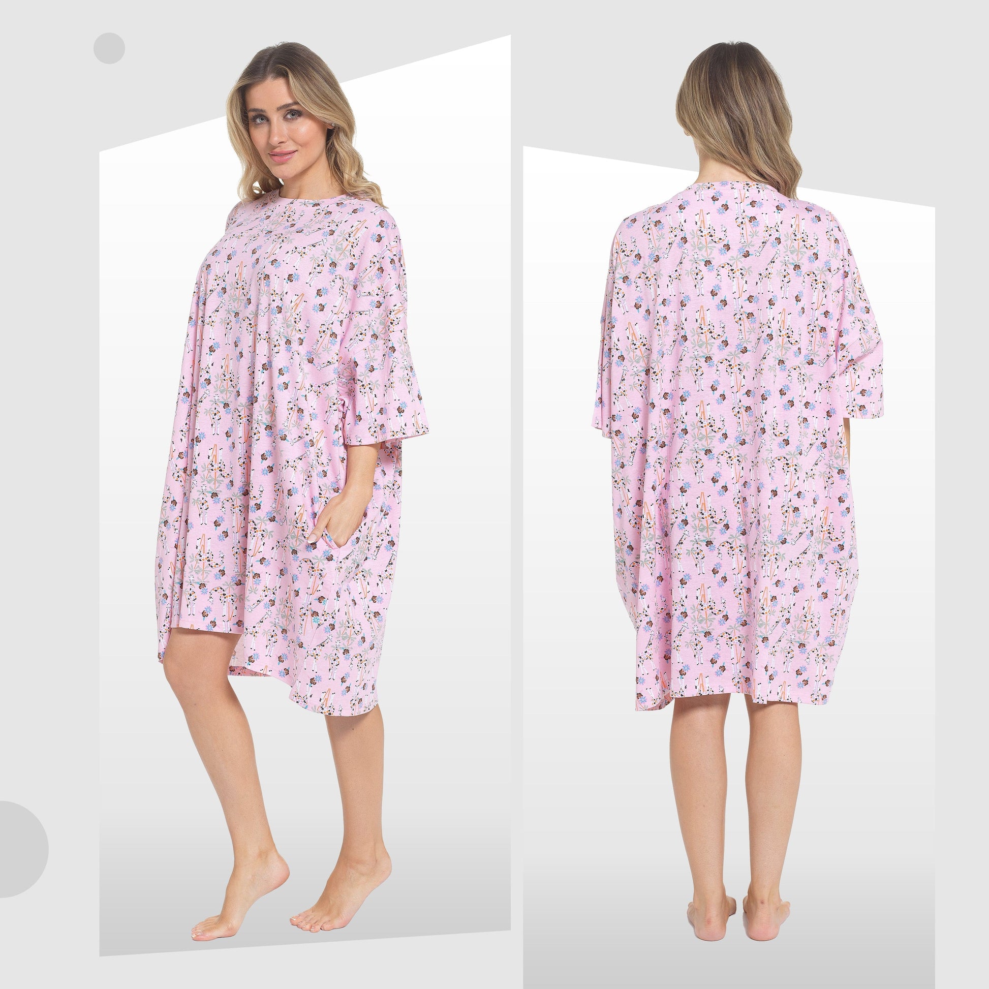 Women's Giraffe Baggy Nighty Dress Oversized T-Shirt Nighties 100% Cotton Short Sleeved Nightshirt for Ladies by Daisy Dreamer GIRAFFE Daisy Dreamer Night Dress