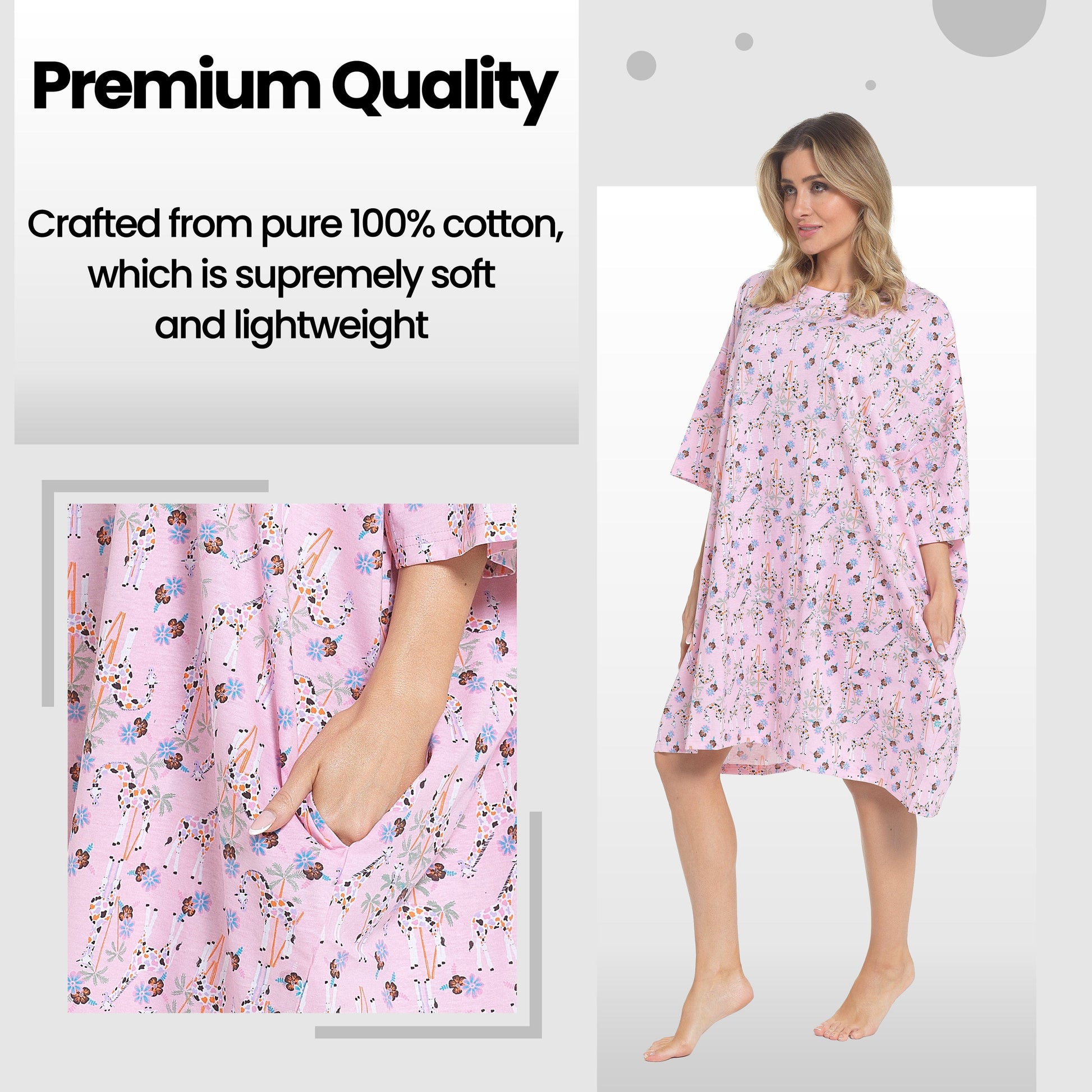 Women's Giraffe Baggy Nighty Dress Oversized T-Shirt Nighties 100% Cotton Short Sleeved Nightshirt for Ladies by Daisy Dreamer GIRAFFE Daisy Dreamer Night Dress