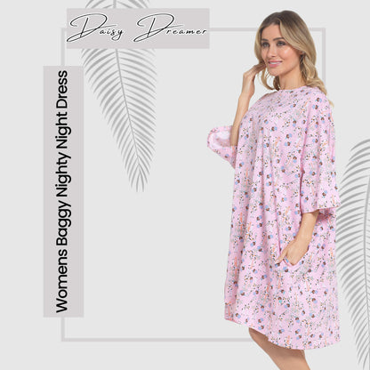 Women's Giraffe Baggy Nighty Dress Oversized T-Shirt Nighties 100% Cotton Short Sleeved Nightshirt for Ladies by Daisy Dreamer GIRAFFE Daisy Dreamer Night Dress