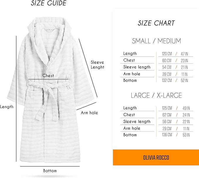 Women's Hydro Ribbed Ultra Soft 100% Cotton Hooded Bath Robes with Pockets and Belt Luxury Terry Towelling Loungewear Sleepwear in White and Grey by OLIVIA ROCCO Towels