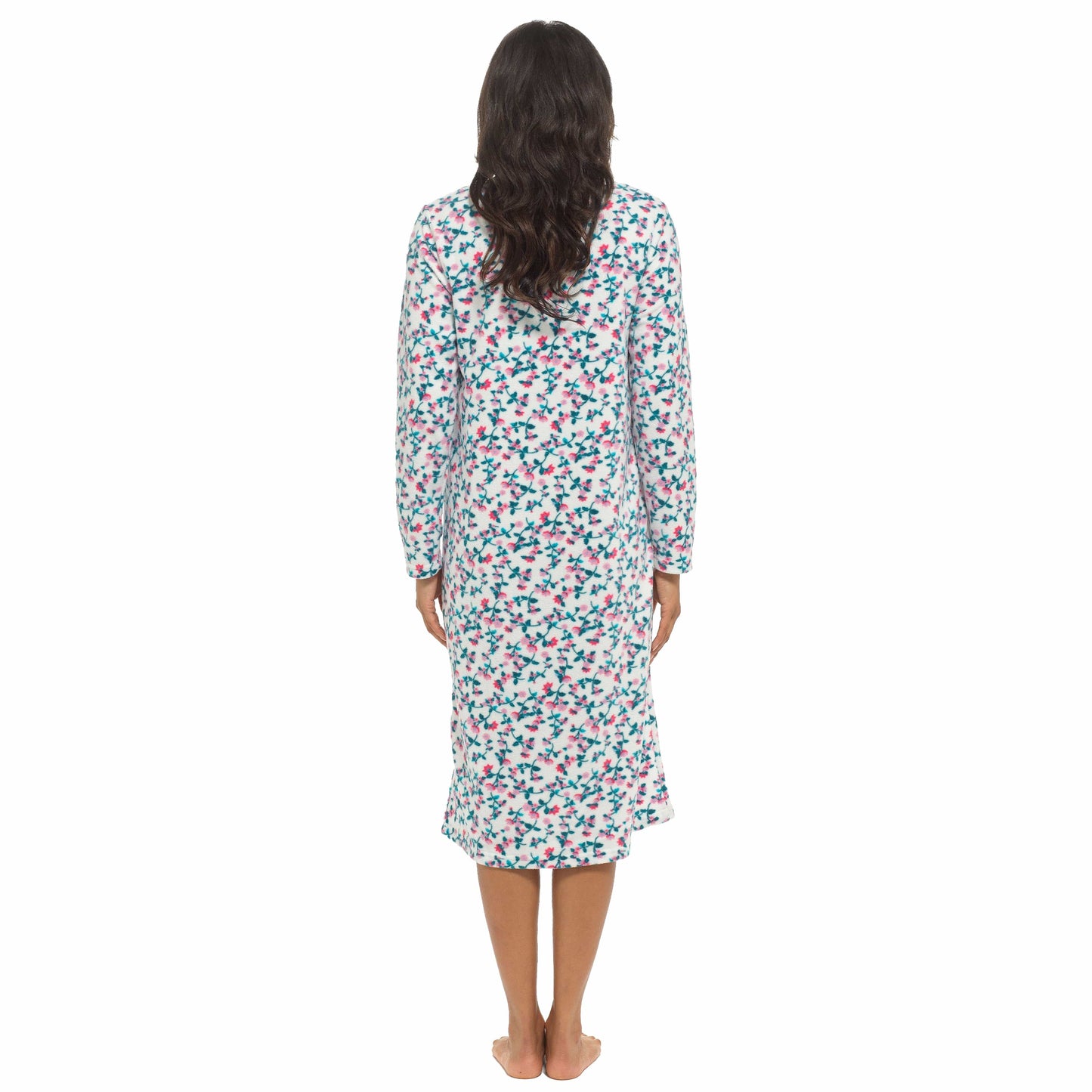Women's Long Sleeve Fleece Nightdress Soft Warm Floral Print Sleepwear Cozy Winter Nightie Loungewear Available in Multiple Sizes By Daisy Dreamer Pyjamas