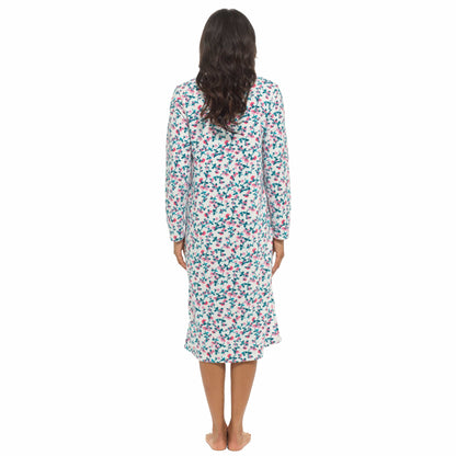Women's Long Sleeve Fleece Nightdress Soft Warm Floral Print Sleepwear Cozy Winter Nightie Loungewear Available in Multiple Sizes By Daisy Dreamer Pyjamas