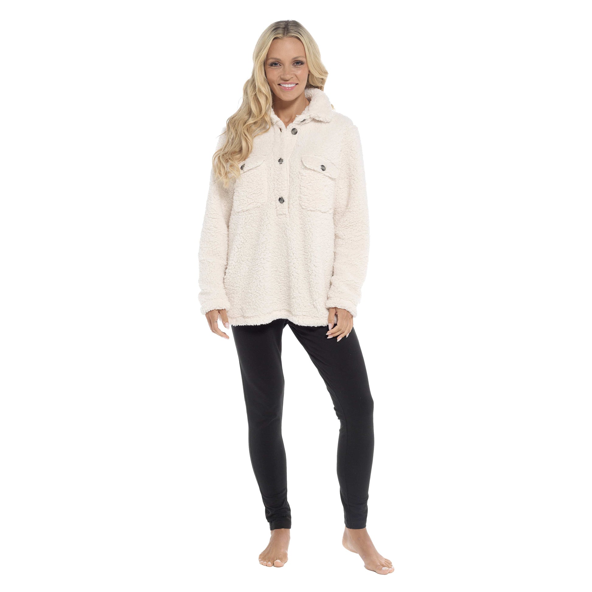 Women's Sherpa Top And Leggings Set, Long Sleeve Comfort Tops And Pyjamas Sets Daisy Dreamer Pyjamas