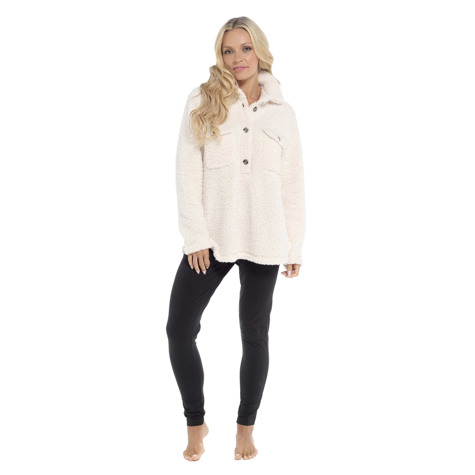Women's Sherpa Top And Leggings Set, Long Sleeve Comfort Tops And Pyjamas Sets Daisy Dreamer Pyjamas