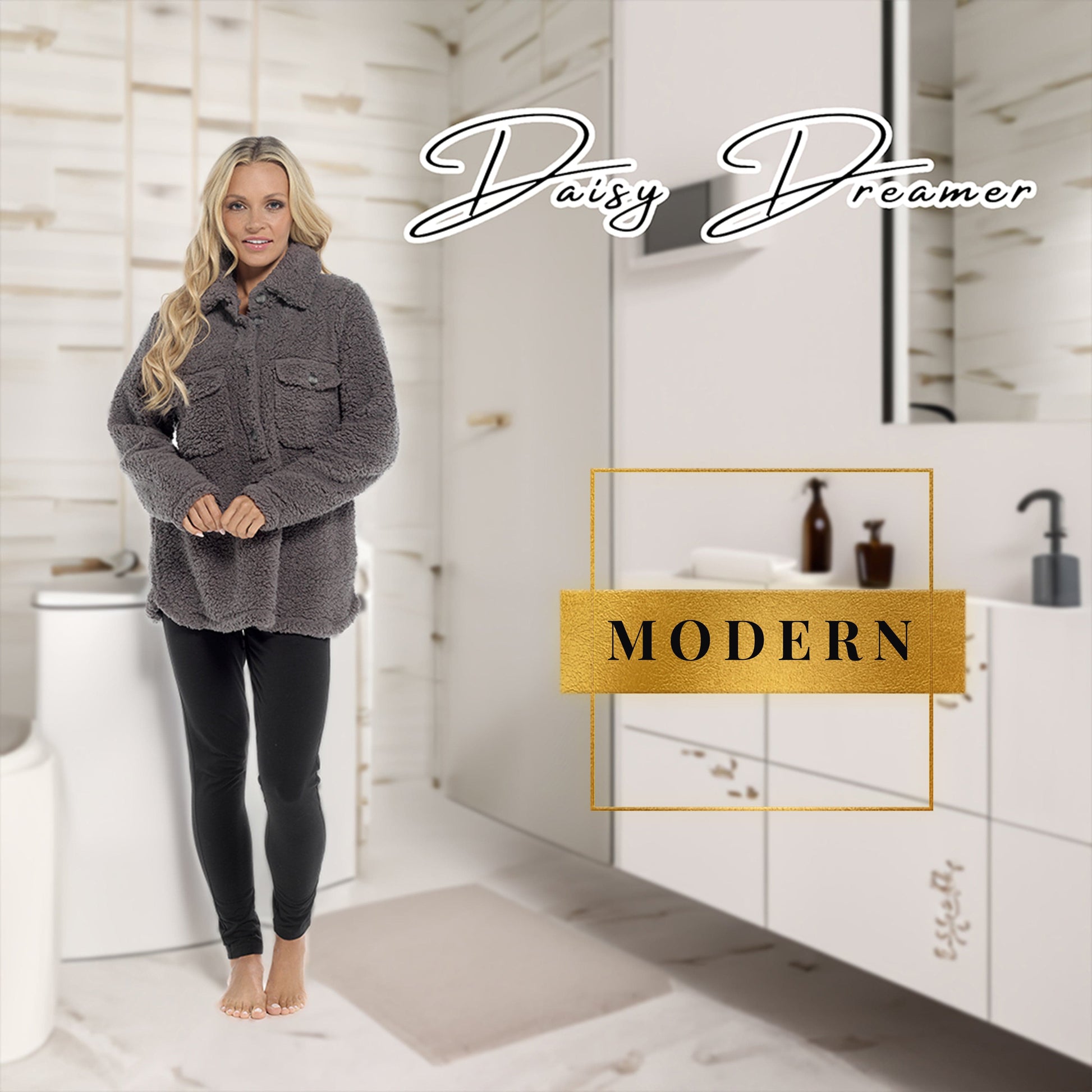 Women's Sherpa Top And Leggings Set, Long Sleeve Comfort Tops And Pyjamas Sets Daisy Dreamer Pyjamas