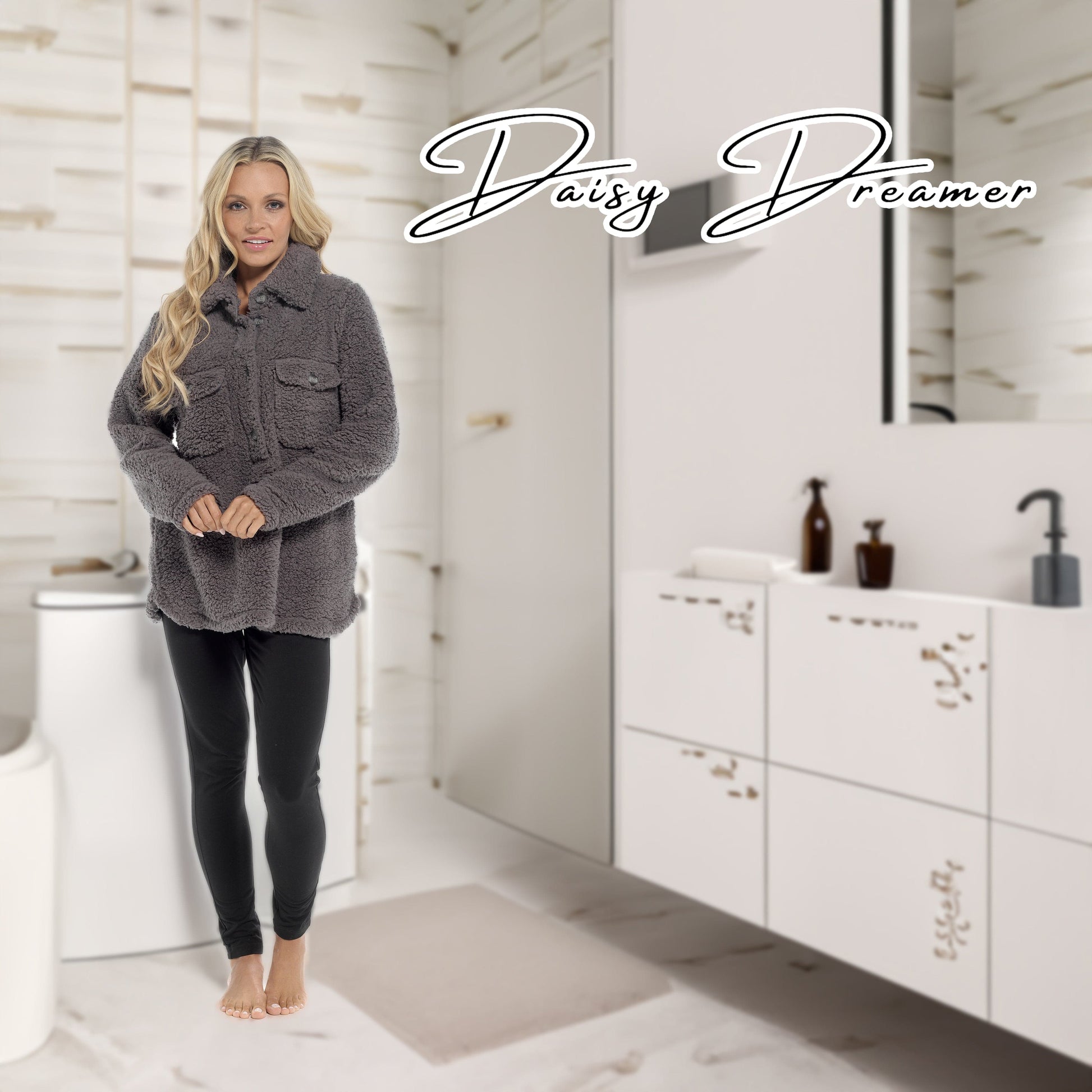 Women's Sherpa Top And Leggings Set, Long Sleeve Comfort Tops And Pyjamas Sets Daisy Dreamer Pyjamas