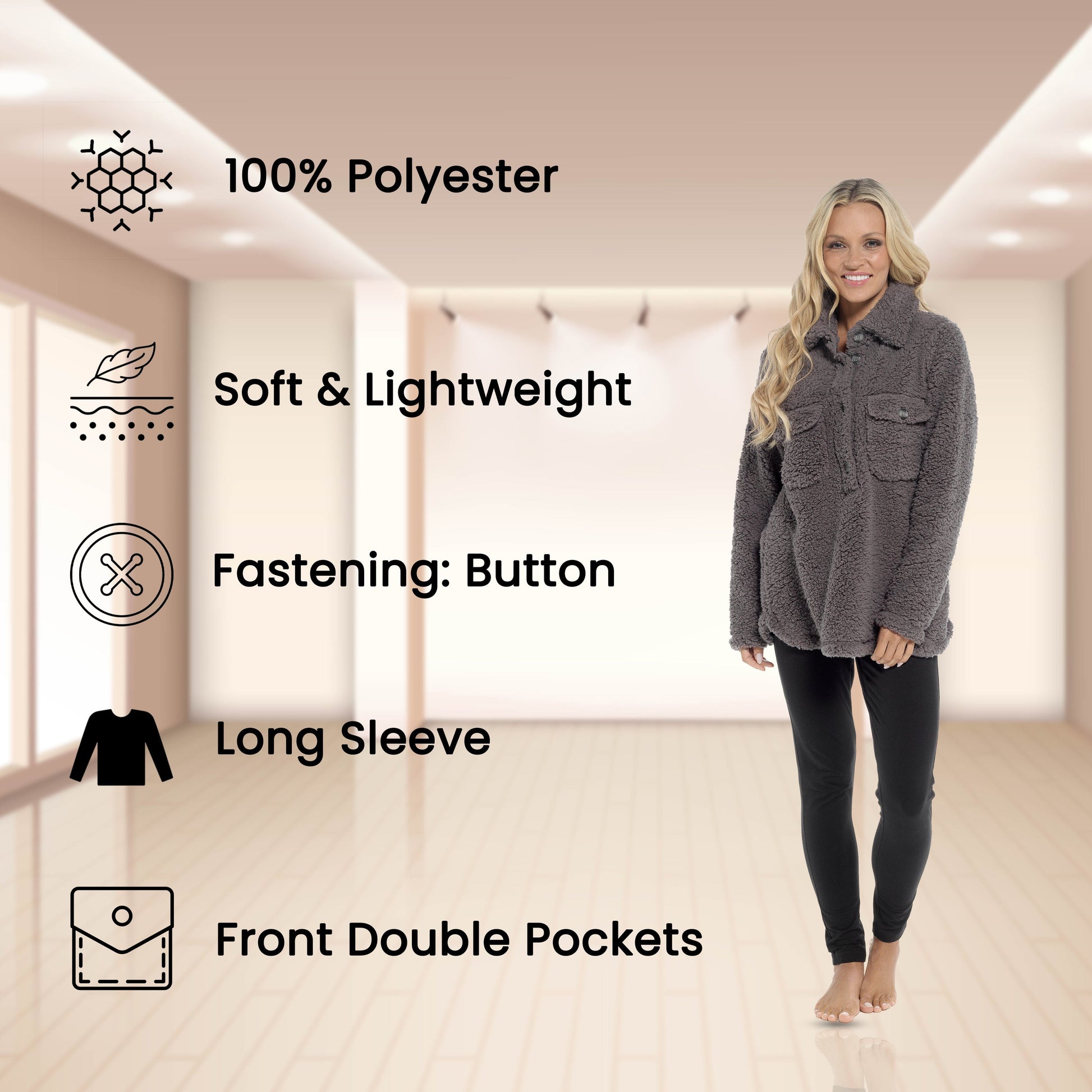 Women's Sherpa Top And Leggings Set, Long Sleeve Comfort Tops And Pyjamas Sets Daisy Dreamer Pyjamas