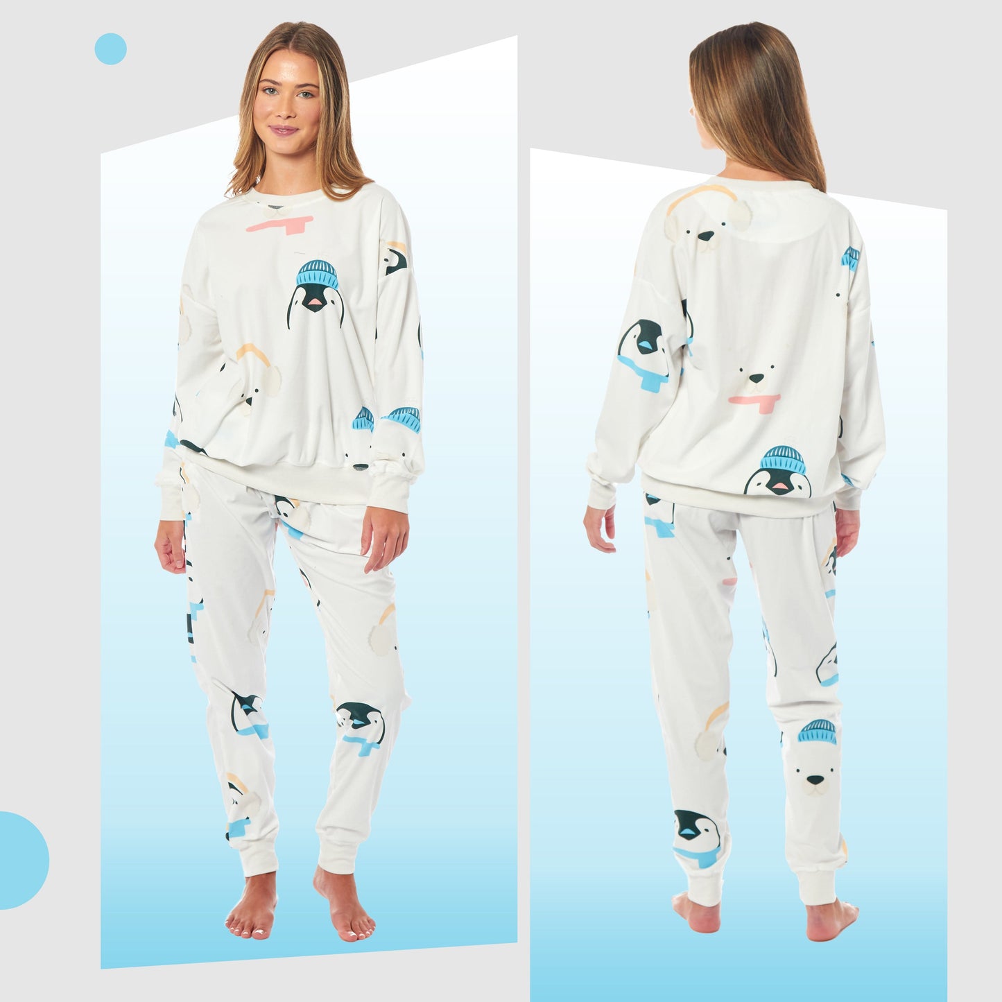 Women's Penguins & Polar Bears Soft Fleece Pyjama Set Long Sleeve Animal Print Warm PJs Loungewear Sleepwear for Ladies by Daisy Dreamer Daisy Dreamer Pyjamas
