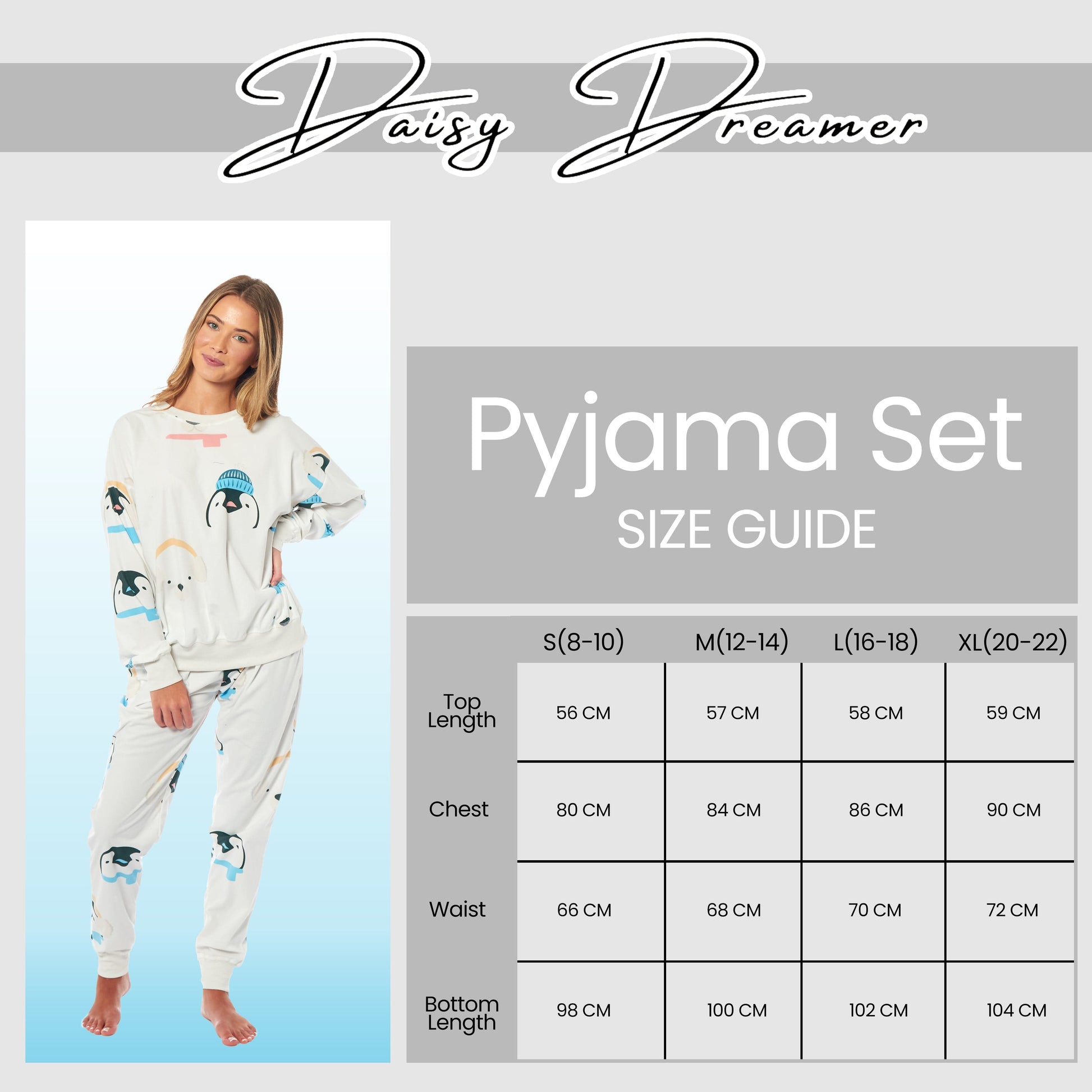 Women's Penguins & Polar Bears Soft Fleece Pyjama Set Long Sleeve Animal Print Warm PJs Loungewear Sleepwear for Ladies by Daisy Dreamer Daisy Dreamer Pyjamas