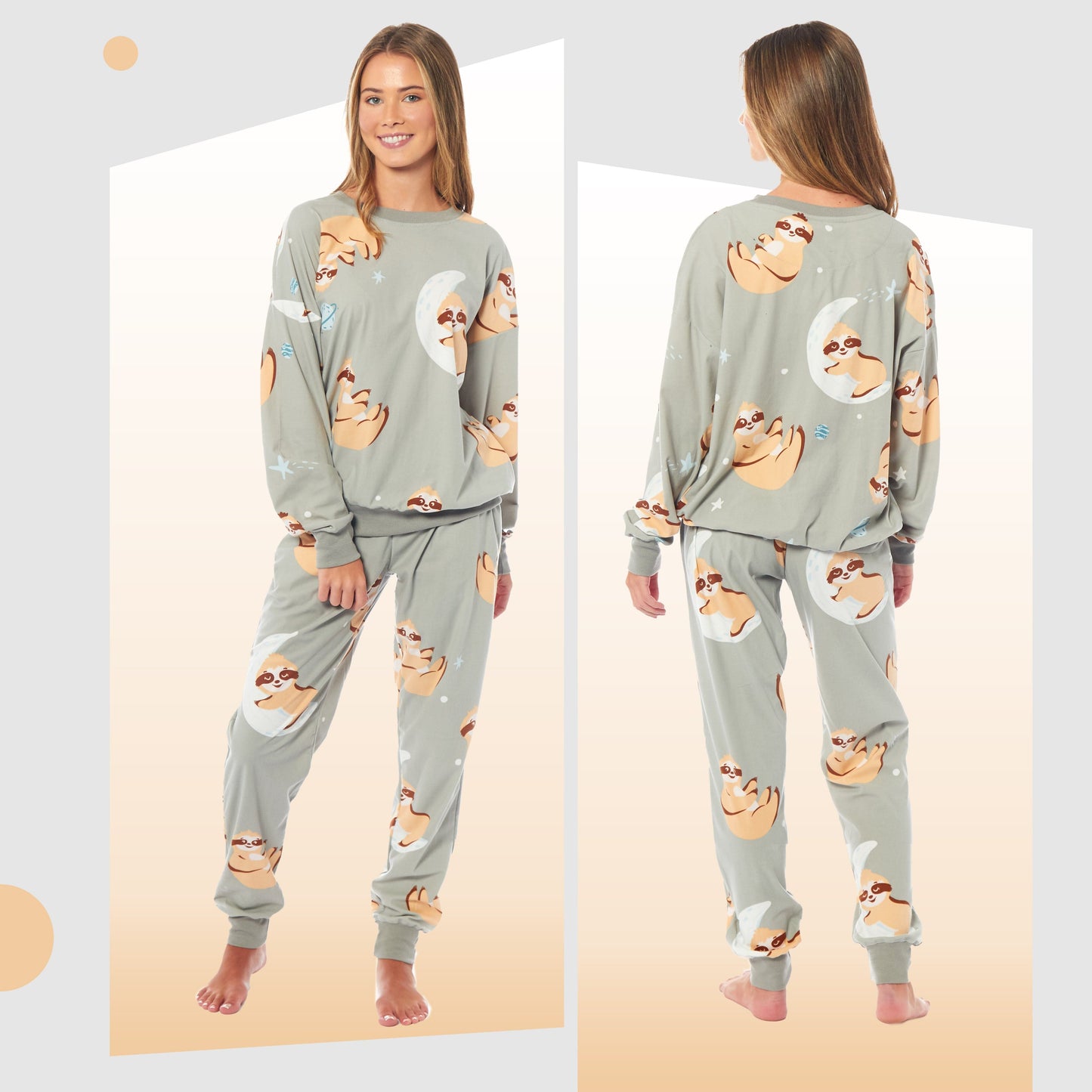 Women's Sloth Soft Fleece Pyjama Set Long Sleeve Animal Print Warm PJs Loungewear Sleepwear for Ladies by Daisy Dreamer Daisy Dreamer Pyjamas