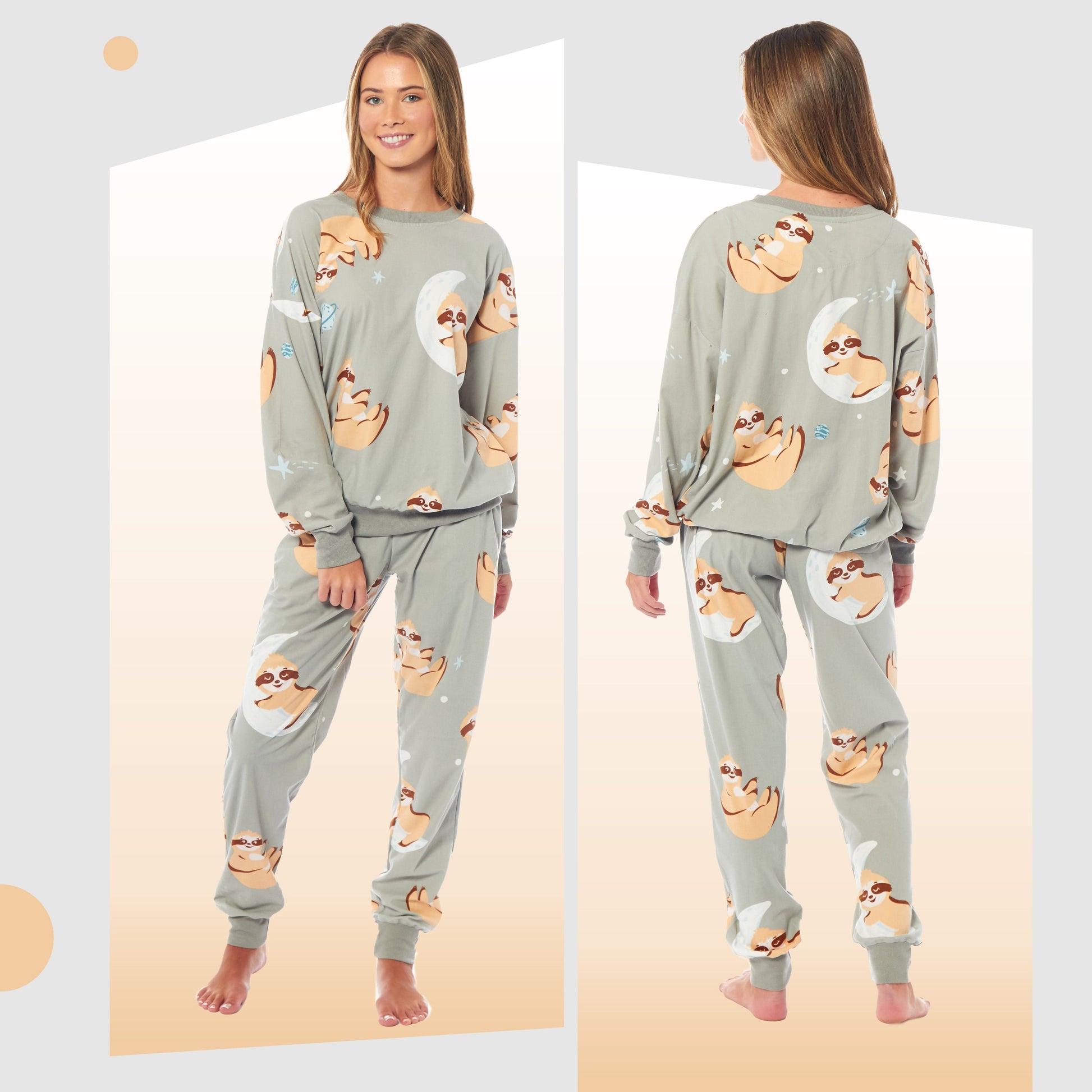 Women's Sloth Soft Fleece Pyjama Set Long Sleeve Animal Print Warm PJs Loungewear Sleepwear for Ladies by Daisy Dreamer Daisy Dreamer Pyjamas